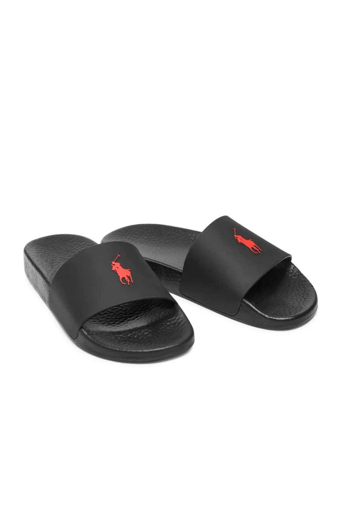 RALPH LAUREN ΠΑΠΟΥΤΣΙΑ ΠΑΝΤΟΦΛΑ POLO SLIDE -SN-SLI ΜΑΥΡΟ-ΚΟΚΚΙΝΟ