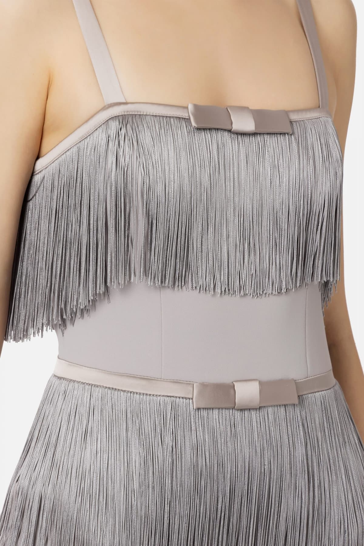 ELISABETTA FRANCHI ΦΟΡΕΜΑ MINI ΤΙΡΑΝΤΕΣ ΚΡΟΣΙΑ ΖΩΝΗ ΦΙΟΓΚΟΣ ΓΚΡΙ