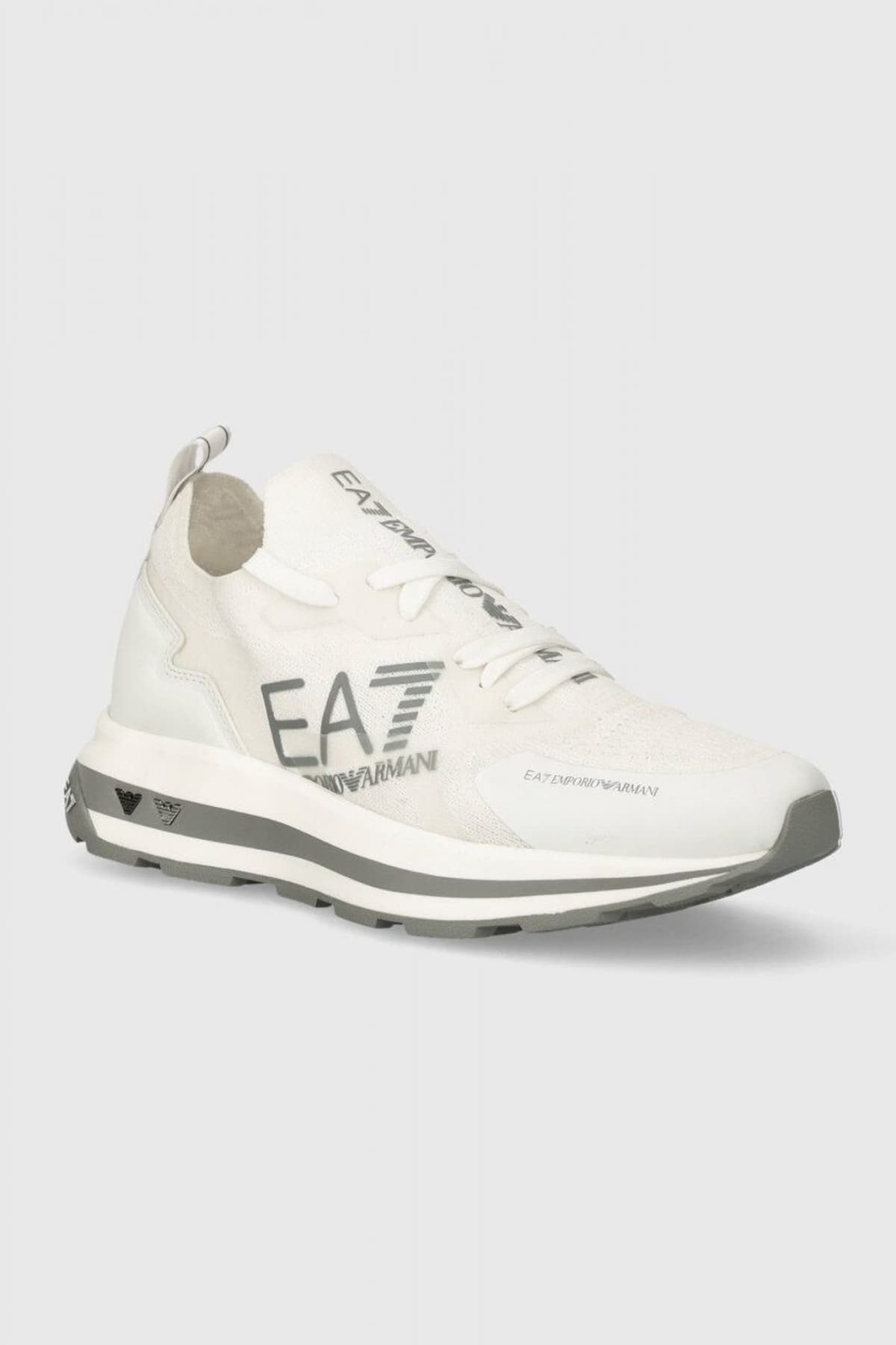 ARMANI 7 ΠΑΠΟΥΤΣΙΑ SNEAKERS LOGO ΛΕΥΚΟ-ΑΣΗΜΙ