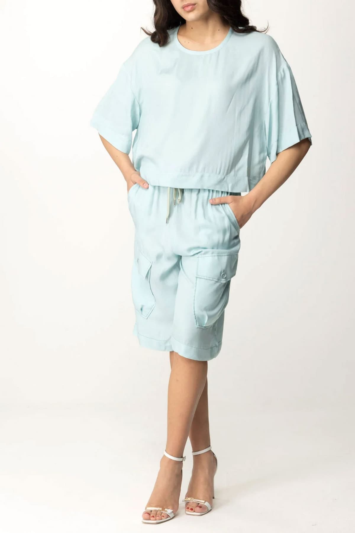 PINKO ΒΕΡΜΟΥΔΑ BRAVEN CARGO ΛΑΣΤΙΧΟ ΜΕΣΗ ΣΙΕΛ