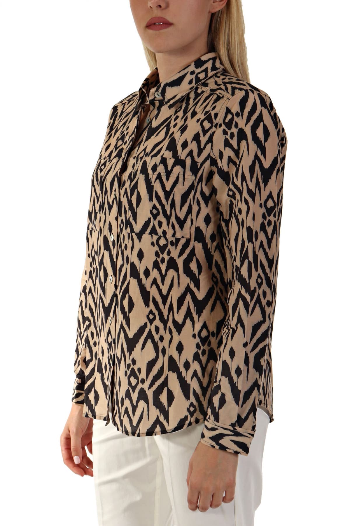 MARELLA SPORT ΠΟΥΚΑΜΙΣΟ AGAPE ALL OVER PRINT ΜΠΕΖ-ΜΑΥΡΟ