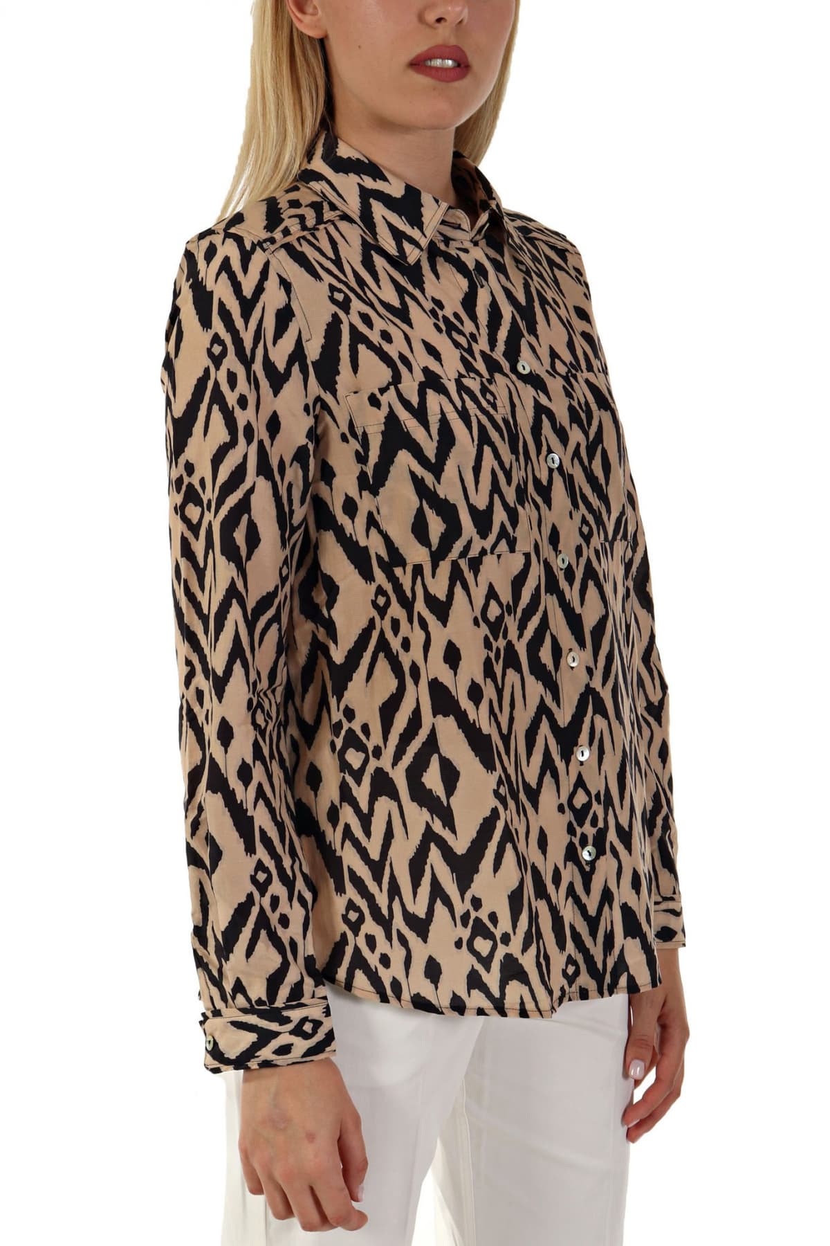 MARELLA SPORT ΠΟΥΚΑΜΙΣΟ AGAPE ALL OVER PRINT ΜΠΕΖ-ΜΑΥΡΟ