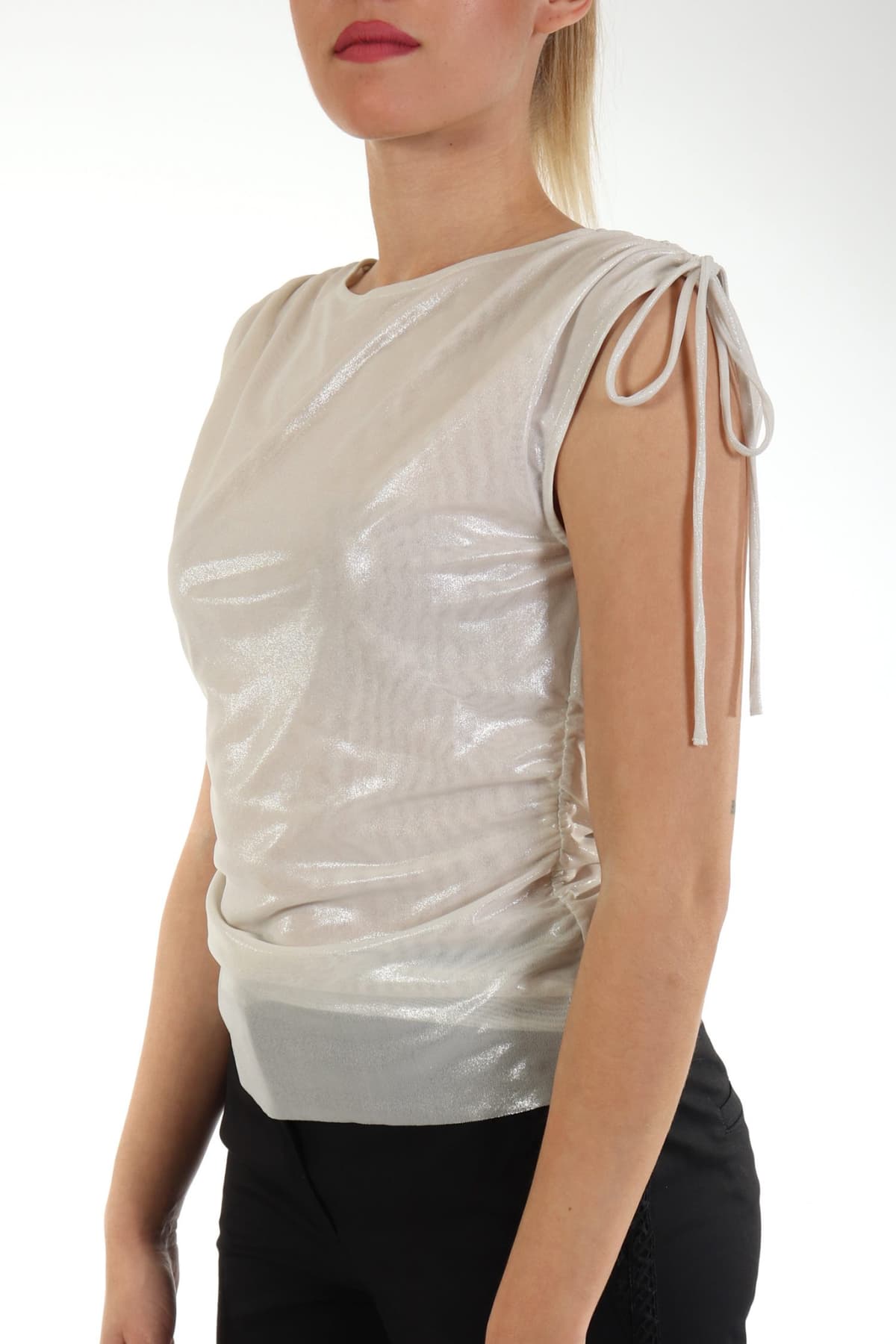 MARELLA MONOCHROME ΜΠΛΟΥΖΑ AMADEUS ΣΟΥΡΑ ΠΛΑΙ ΜΕΤΑΛΛΙΖΕ ΛΕΥΚΟ