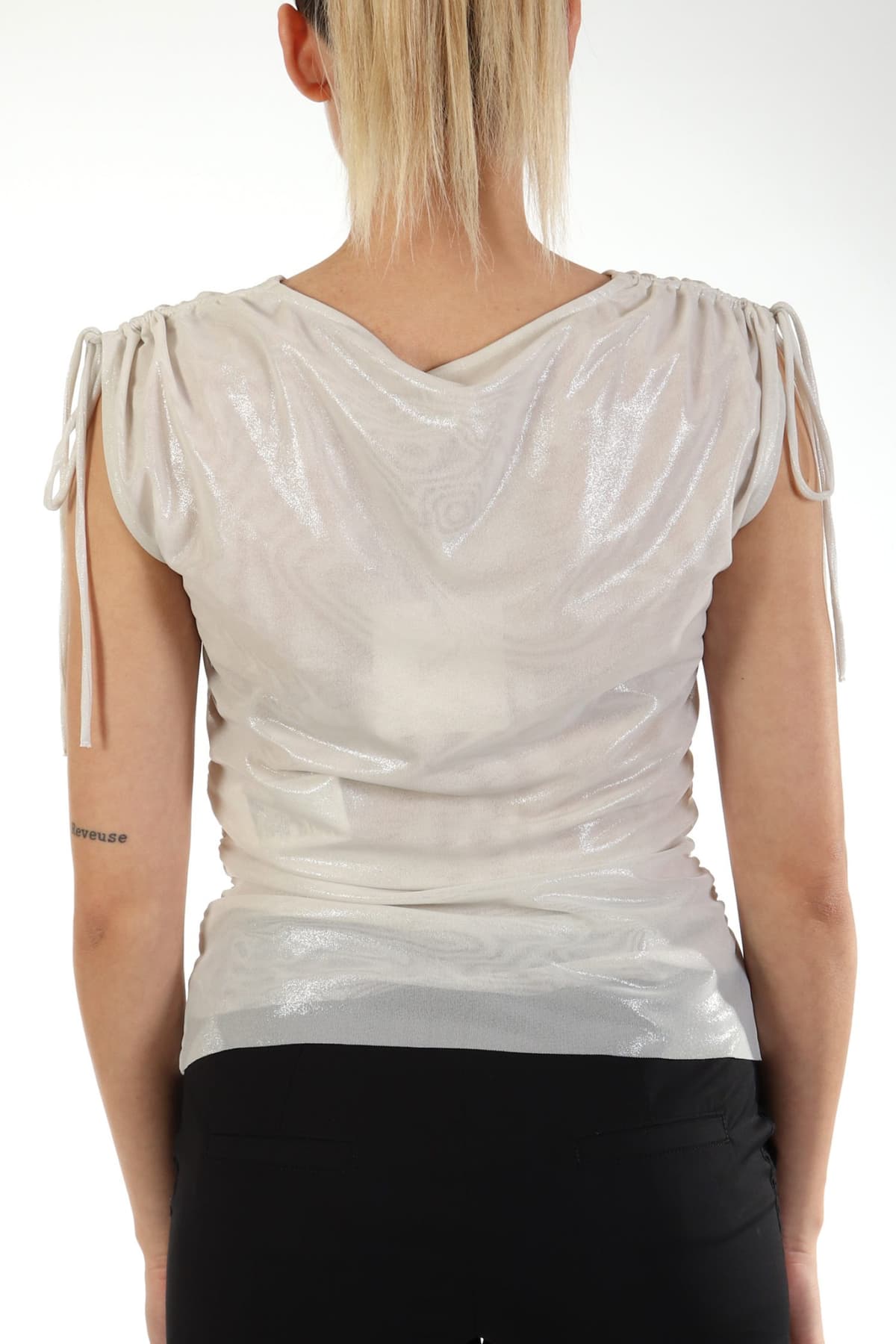 MARELLA MONOCHROME ΜΠΛΟΥΖΑ AMADEUS ΣΟΥΡΑ ΠΛΑΙ ΜΕΤΑΛΛΙΖΕ ΛΕΥΚΟ