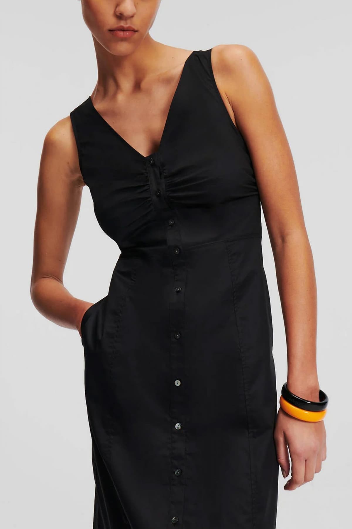 KARL LAGERFELD ΦΟΡΕΜΑ MAXI BUTTON DOWN ΜΑΥΡΟ