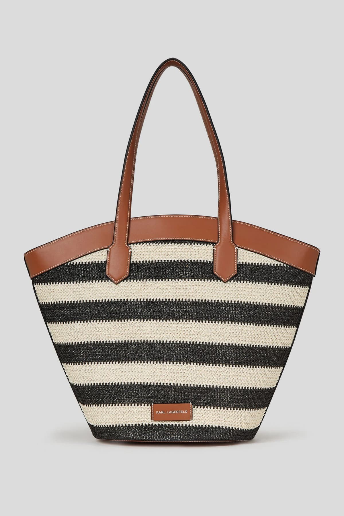 KARL LAGERFELD ΤΣΑΝΤΑ K/SIGNATURE TULIP MD TOTE RAFF LOGO ΜΠΕΖ-ΜΑΥΡΟ-ΤΑΜΠΑ