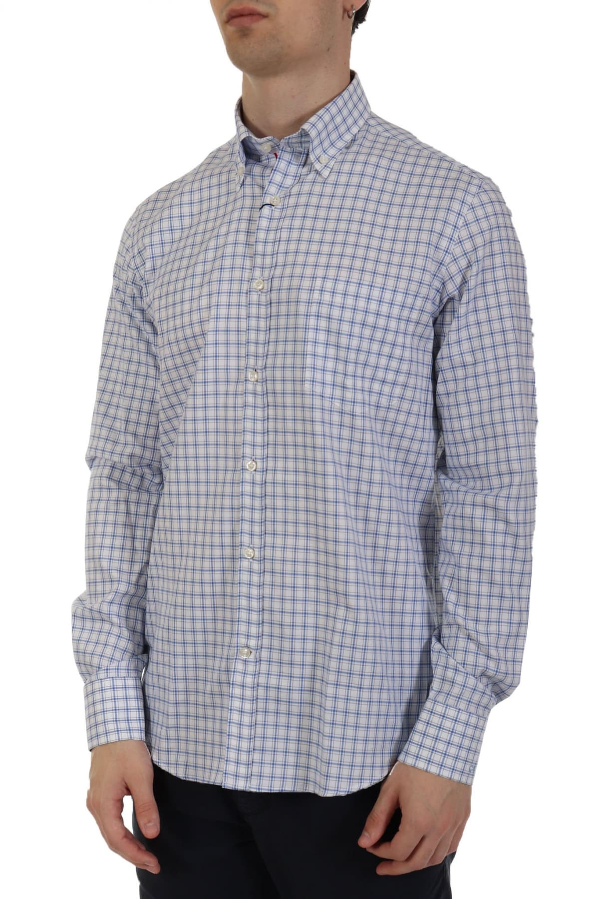 PAUL&SHARK ΠΟΥΚΑΜΙΣΟ ΚΑΡΩ BUTTON DOWN ΛΕΥΚΟ-ΣΙΕΛ