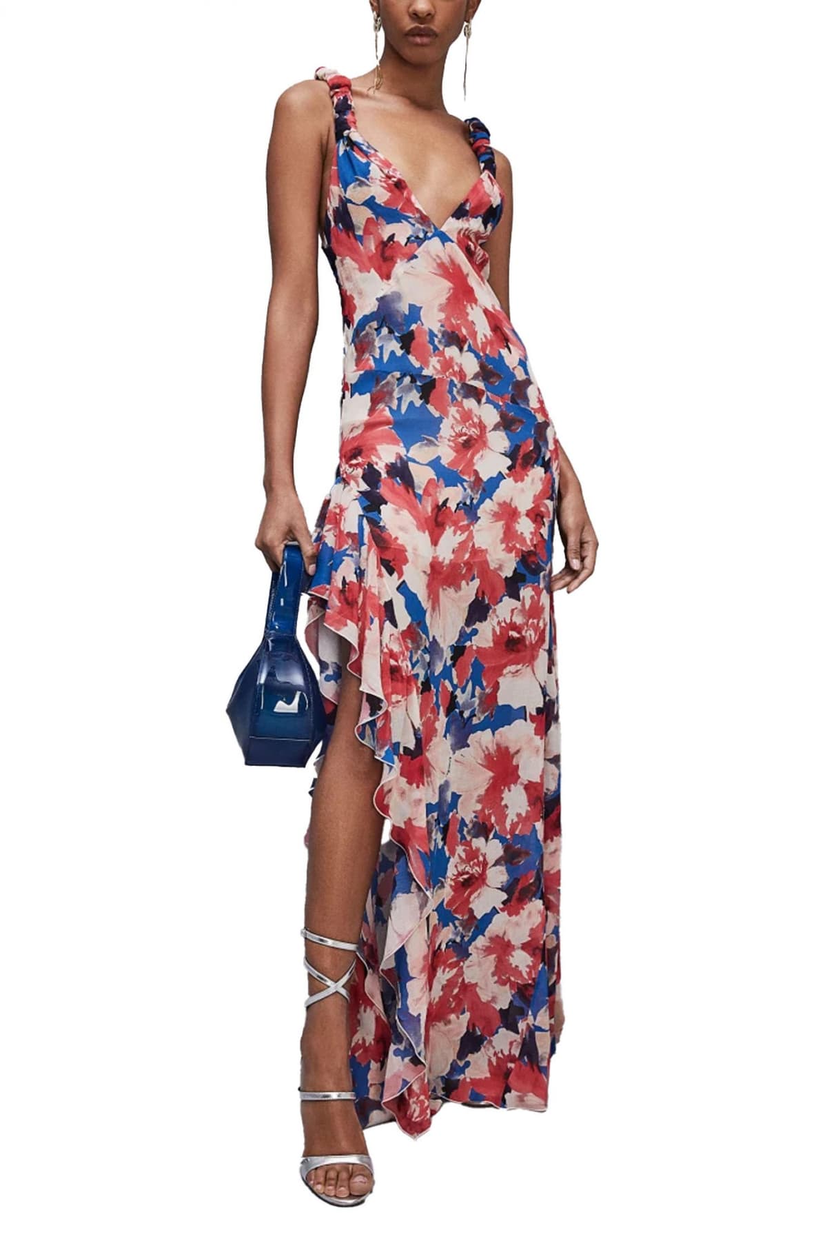 PATRIZIA PEPE ΦΟΡΕΜΑ MAXI ΑΝΟΙΓΜΑ ΒΟΛΑΝ FLORAL ΠΟΛΥΧΡΩΜΟ