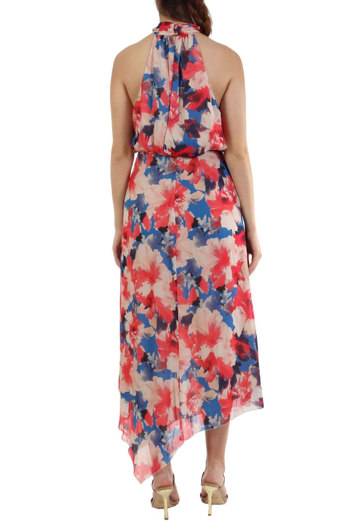 PATRIZIA PEPE ΦΟΡΕΜΑ MIDI ΑΣΣΥΜΕΤΡΟ ΑΝΟΙΓΜΑ FLORAL ΠΟΛΥΧΡΩΜΟ