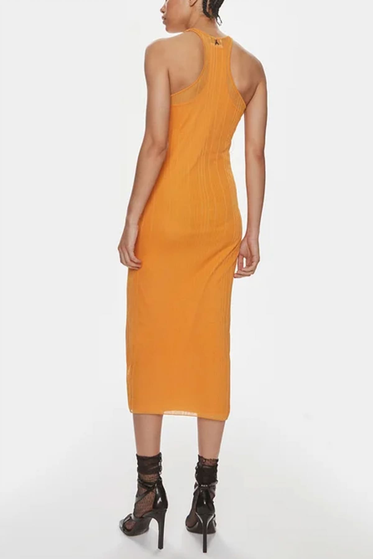 PATRIZIA PEPE ΦΟΡΕΜΑ MIDI ΠΕΡΛΕΣ ΠΟΡΤΟΚΑΛΙ