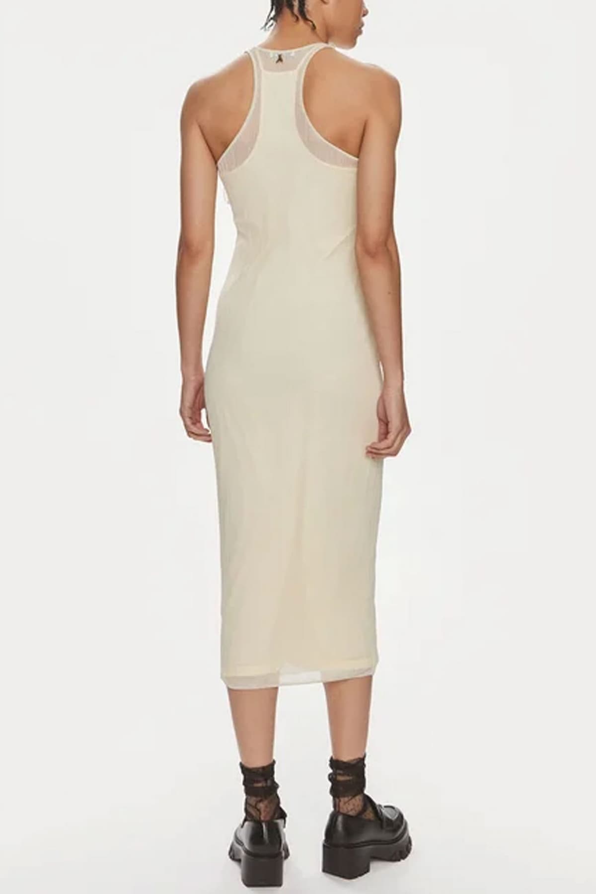 PATRIZIA PEPE ΦΟΡΕΜΑ MIDI ΠΕΡΛΕΣ ΕΚΡΟΥ