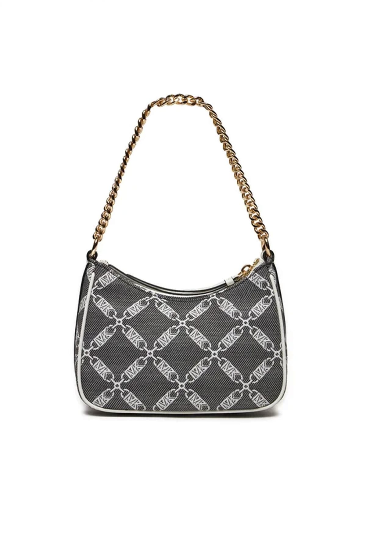 MICHAEL KORS ΤΣΑΝΤΑΚΙ ΧΕΙΡΟΣ ΑΛΥΣΙΔΑ JET SET CHARM ΑLL OVER LOGO MAYΡΟ/ΛΕΥΚΟ