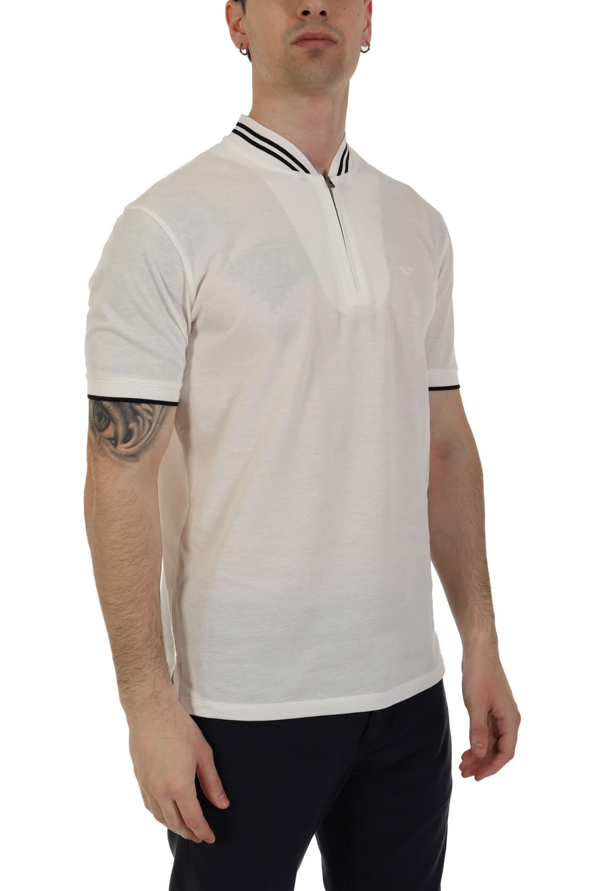 EMPORIO ARMANI POLO HALFZIP ΛΕΥΚΟ-ΜΑΥΡΟ