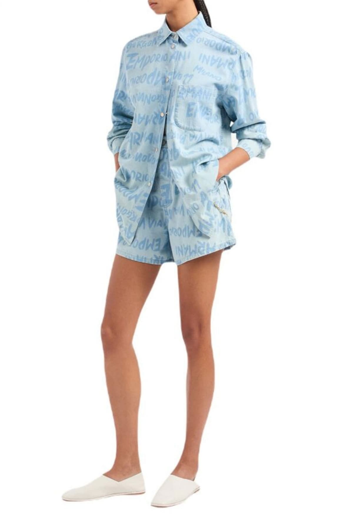 EMPORIO ARMANI ΣΟΡΤΣ JEANS LOGO ΑΝΟΙΧΤΟ ΜΠΛΕ