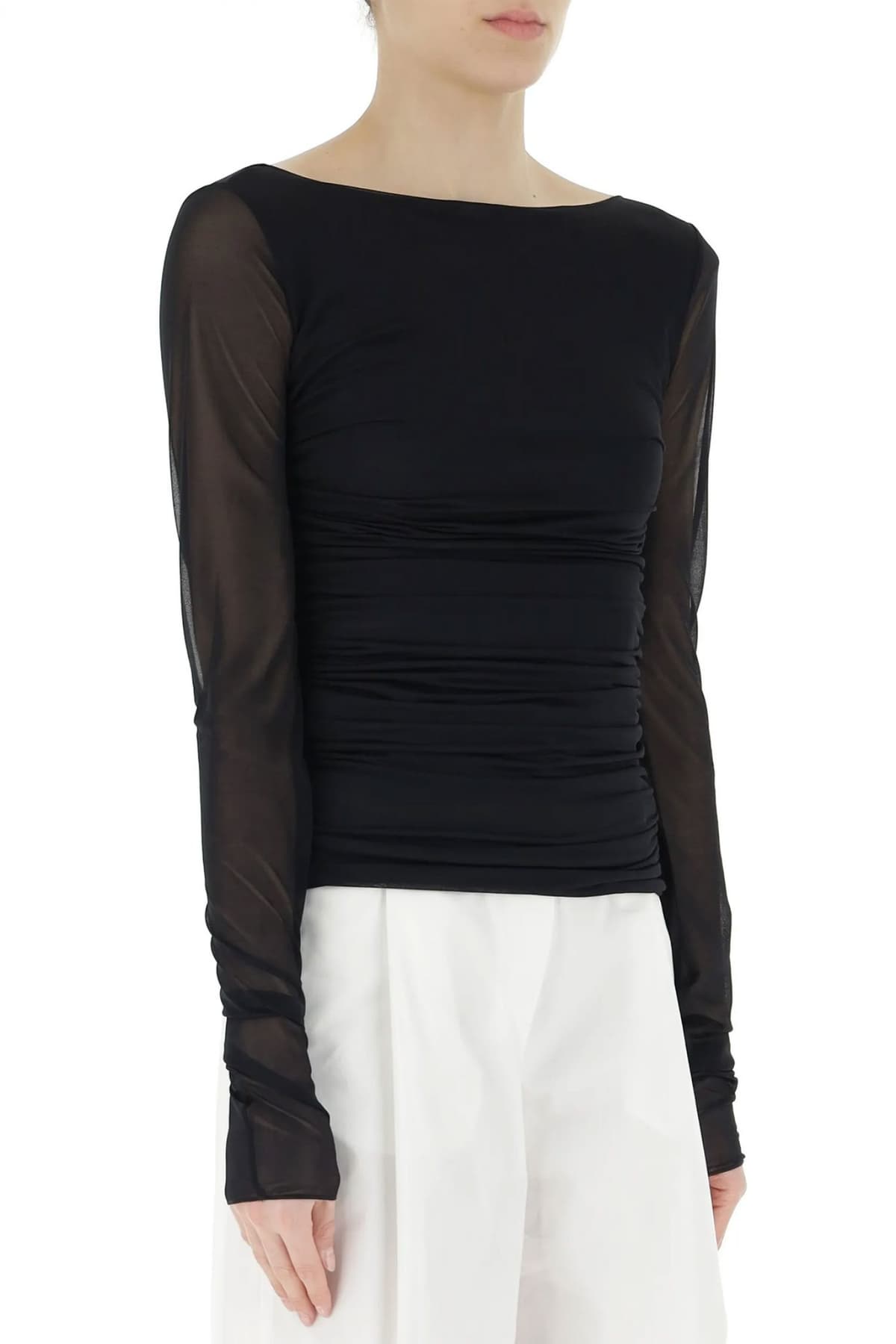 EMPORIO ARMANI TOP ΣΟΥΡΑ ΠΛΑΙ ΔΙΑΦΑΝΕΙΑ ΜΑΥΡΟ