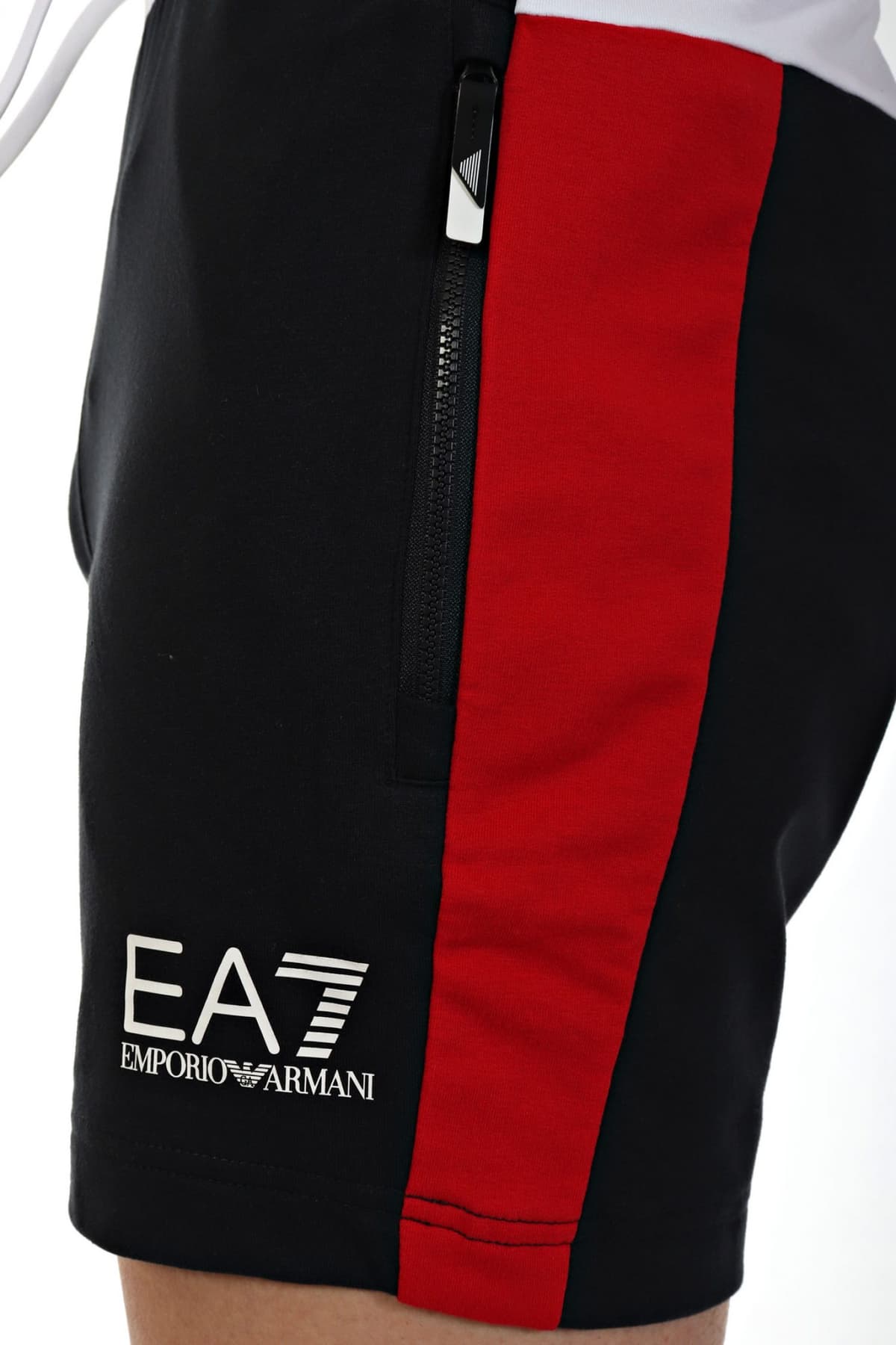 ARMANI 7 ΒΕΡΜΟΥΔΑ ΦΟΥΤΕΡ SIDE ZIP LOGO ΜΠΛΕ-ΚΟΚΚΙΝΟ-ΛΕΥΚΟ