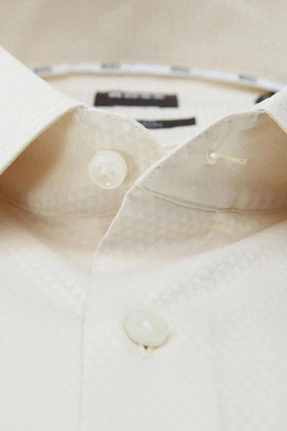 BOSS ΠΟΥΚΑΜΙΣΟ ΜΙΚΡΟΣΧΕΔΙΟ SLIM FIT EASY IRON STRETCH H-HANK-KENT-C1-214 ΕΚΡΟΥ