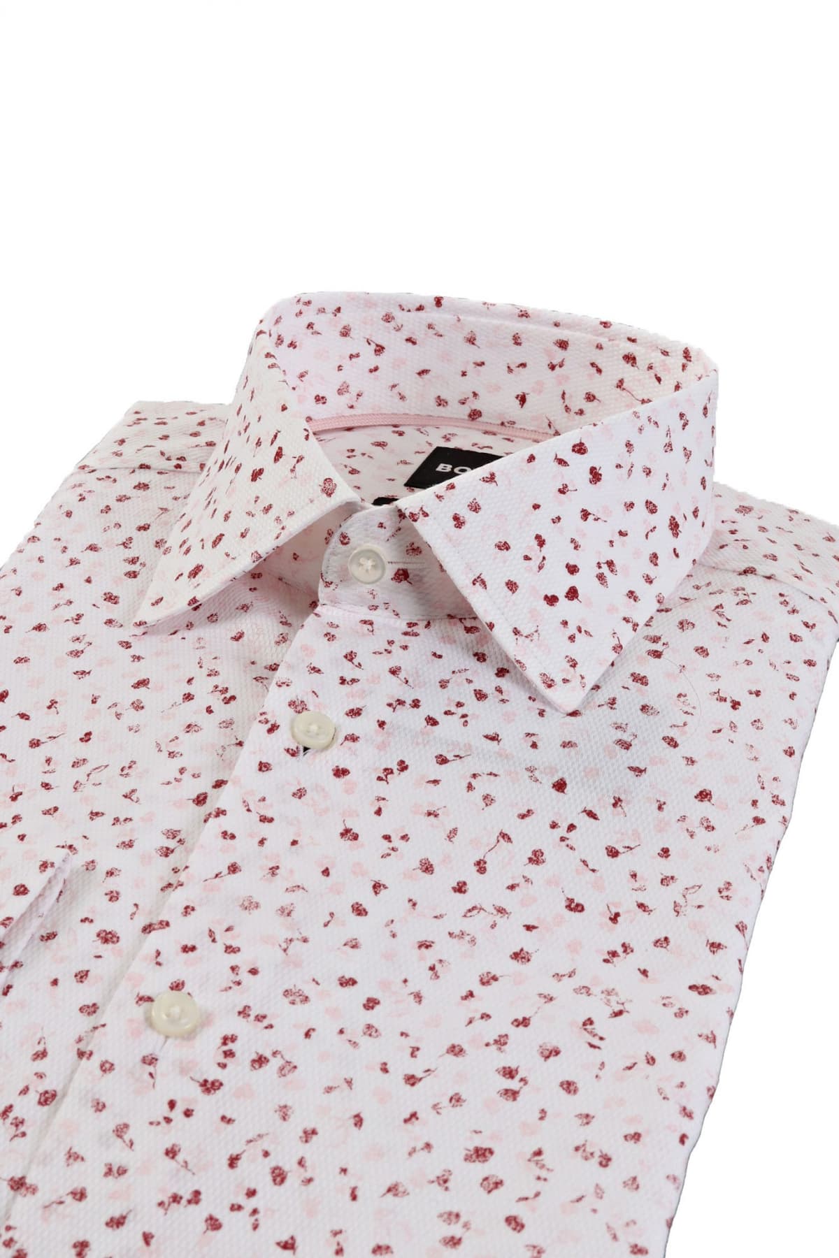 BOSS ΠΟΥΚΑΜΙΣΟ FLORAL SLIM FIT H-HANK-KENT-C1-214 ΛΕΥΚΟ-ΜΠΟΡΝΤΩ