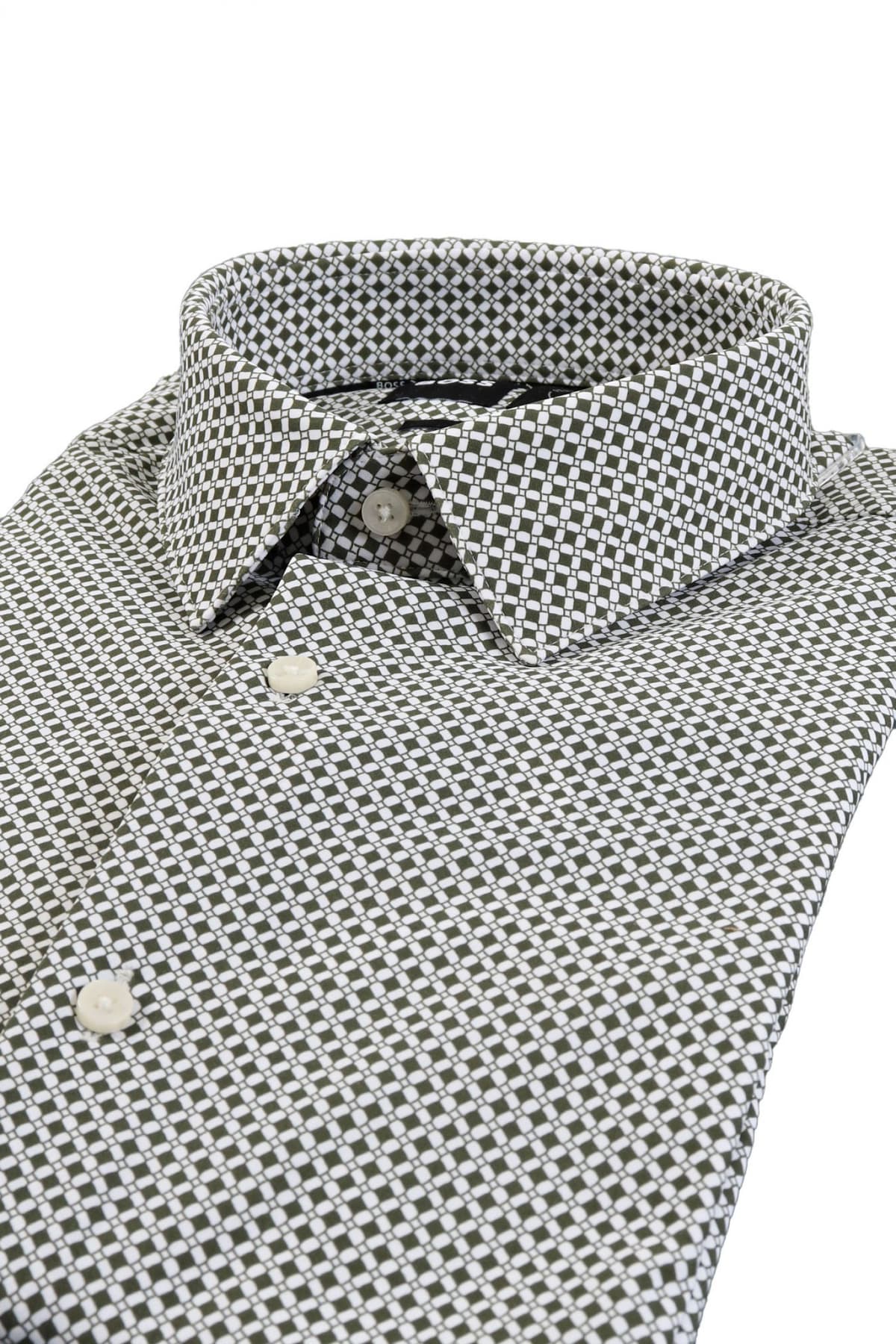 BOSS PERFORMANCE ΠΟΥΚΑΜΙΣΟ ΜΙΚΡΟΣΧΕΔΙΟ SLIM FIT P-HANK-S-KENT-C1-222 ΛΕΥΚΟ-ΧΑΚΙ