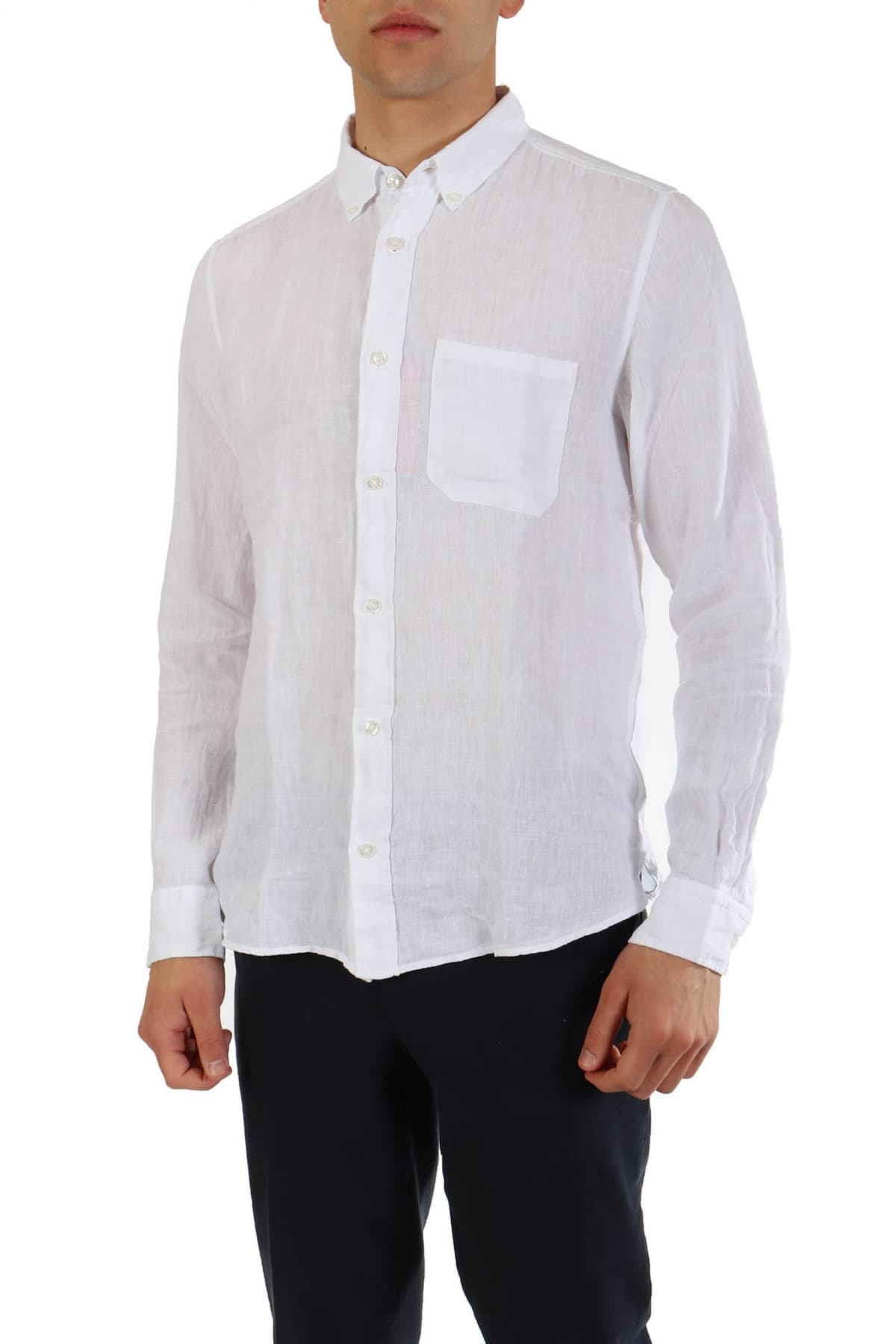 HUGO ΠΟΥΚΑΜΙΣΟ ERMANN STRAIGHT FIT ΛΙΝΟ ΛΕΥΚΟ