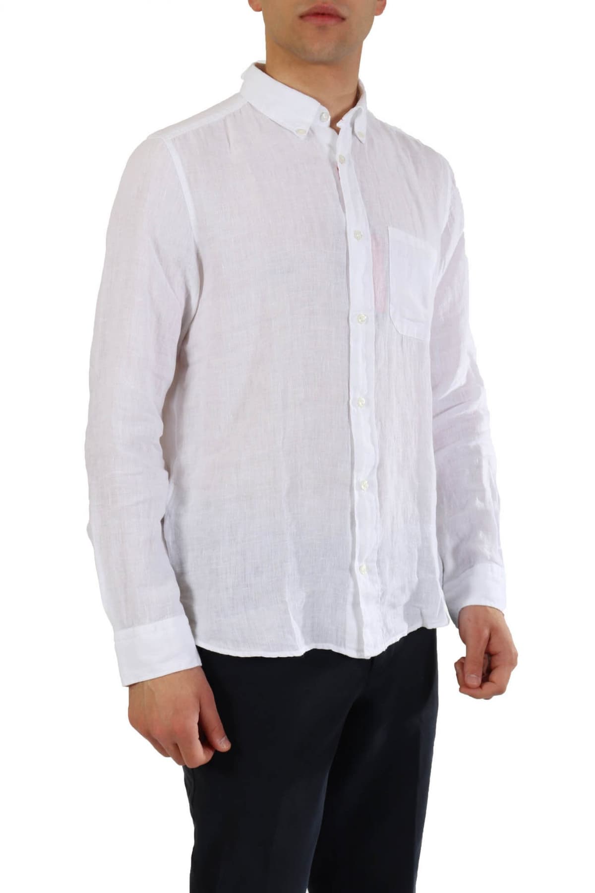 HUGO ΠΟΥΚΑΜΙΣΟ ERMANN STRAIGHT FIT ΛΙΝΟ ΛΕΥΚΟ