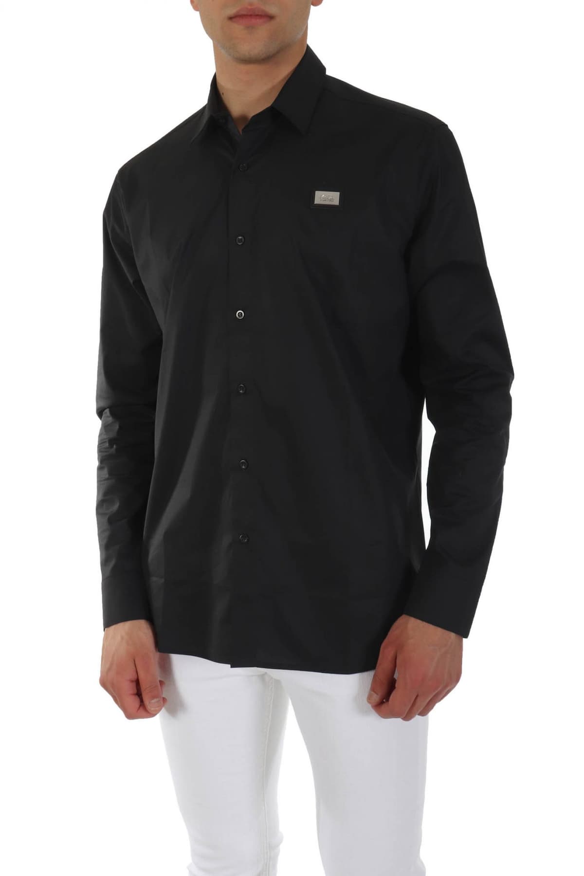 KARL LAGERFELD ΠΟΥΚΑΜΙΣΟ METALLIC LOGO ΜΑΥΡΟ