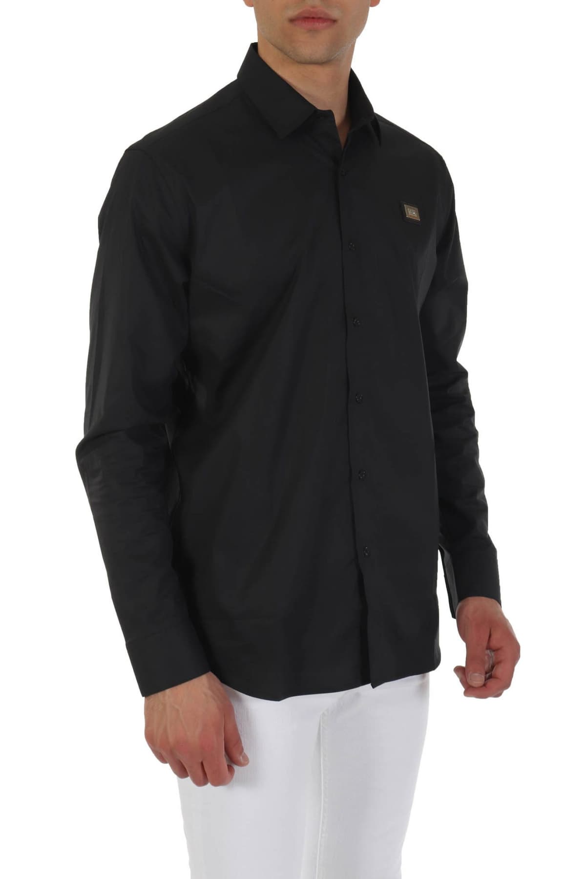 KARL LAGERFELD ΠΟΥΚΑΜΙΣΟ METALLIC LOGO ΜΑΥΡΟ