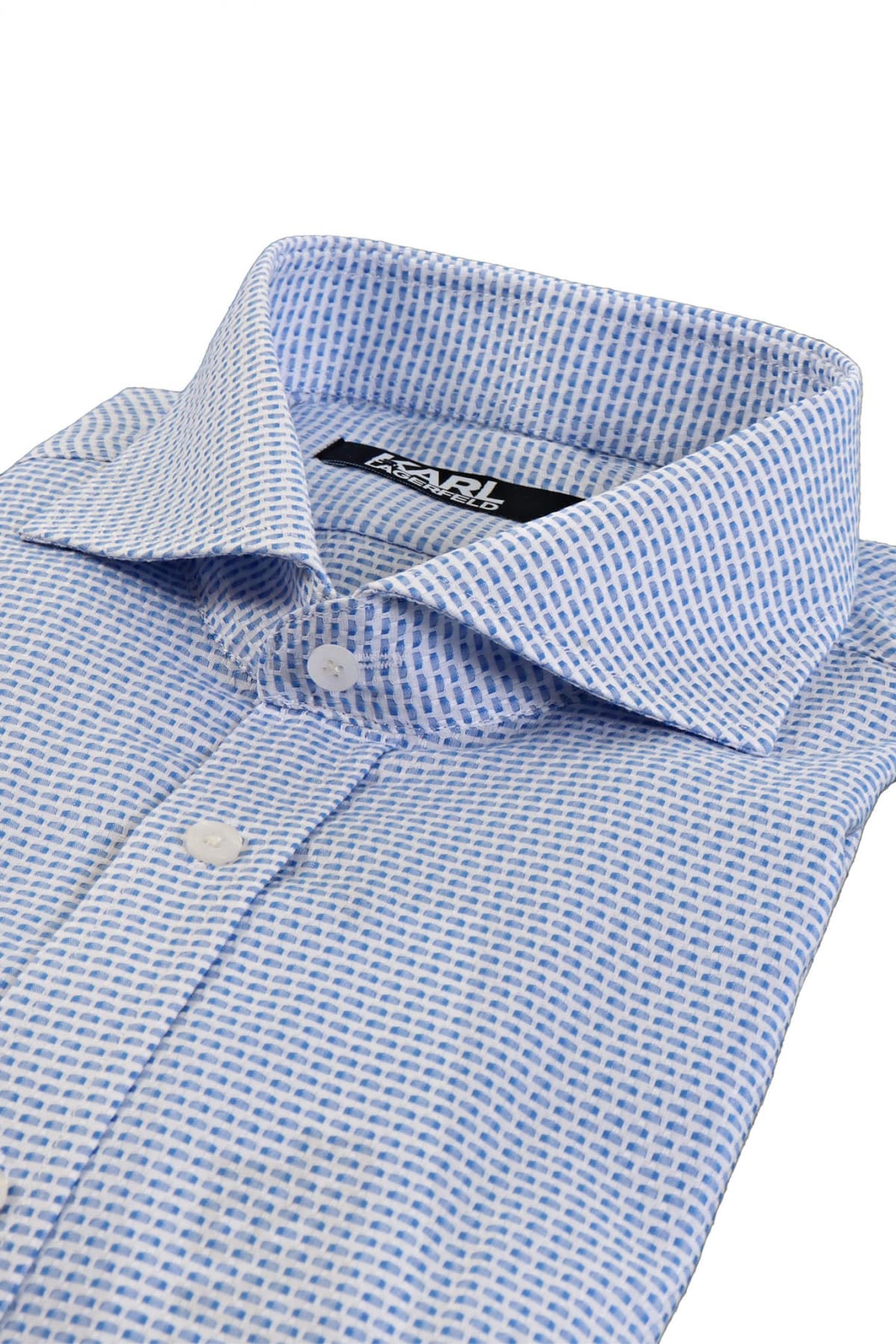 KARL LAGERFELD ΠΟΥΚΑΜΙΣΟ ΜΙΚΡΟΣΧΕΔΙΟ MODERN FIT ΣΙΕΛ