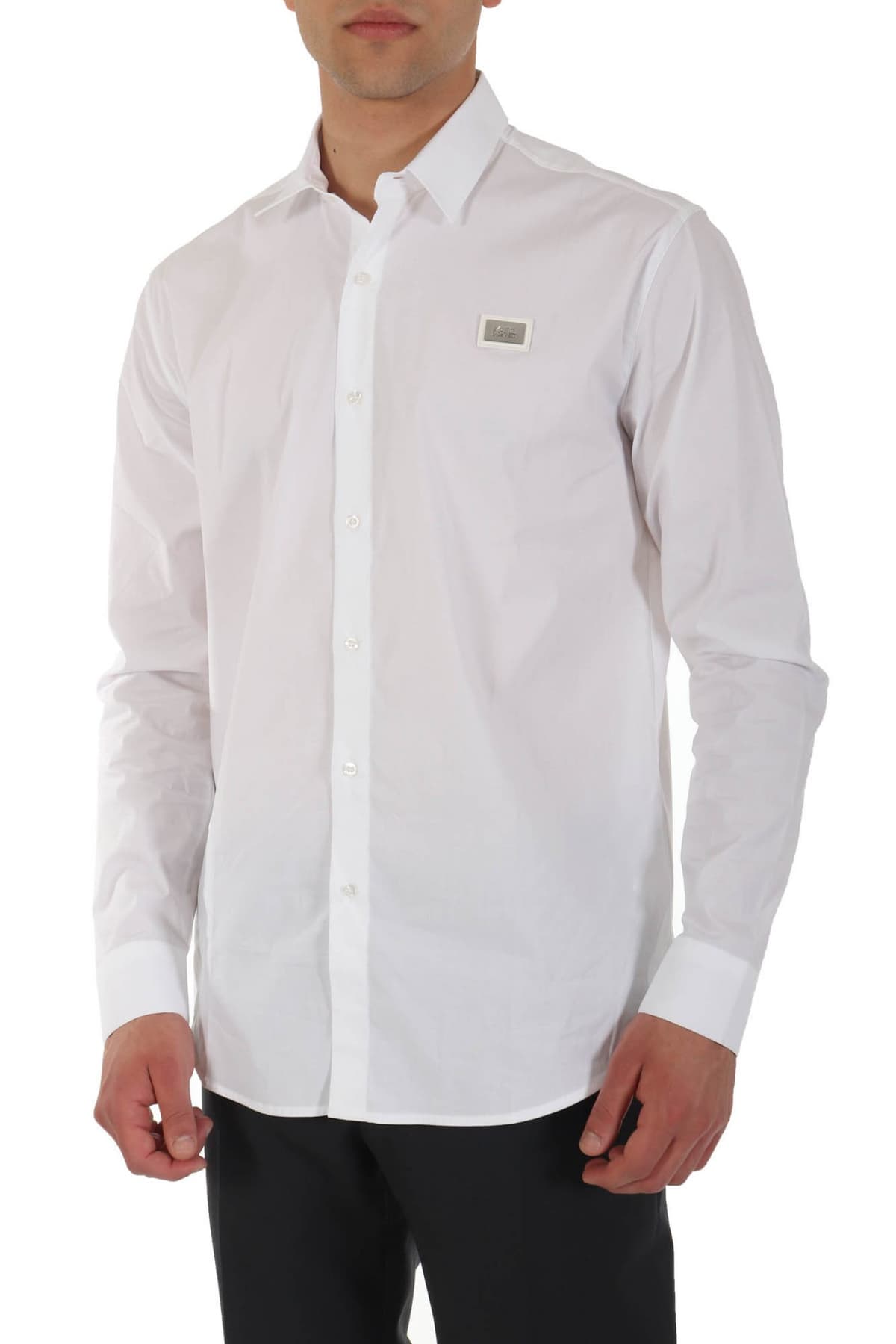 KARL LAGERFELD ΠΟΥΚΑΜΙΣΟ METALLIC LOGO ΛΕΥΚΟ