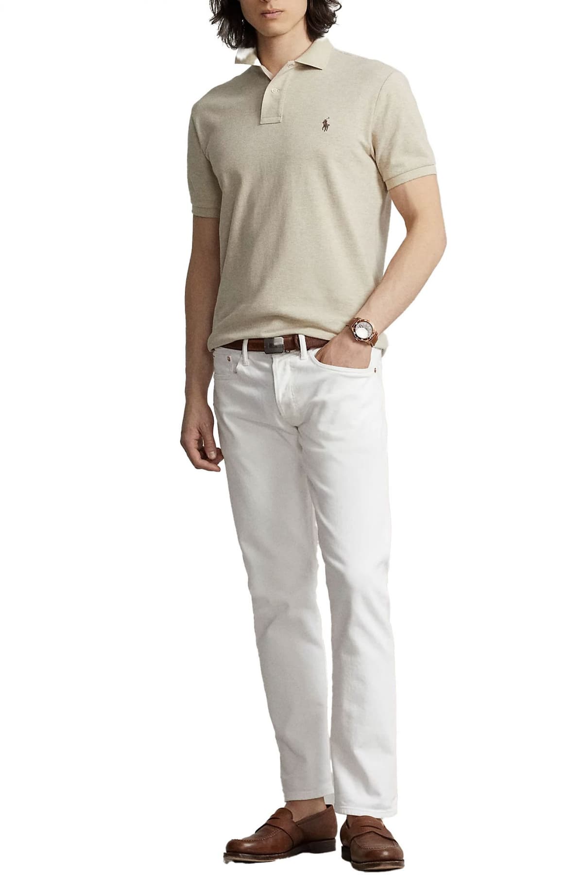 RALPH LAUREN POLO CUSTOM SLIM FIT LOGO ΕΚΡΟΥ