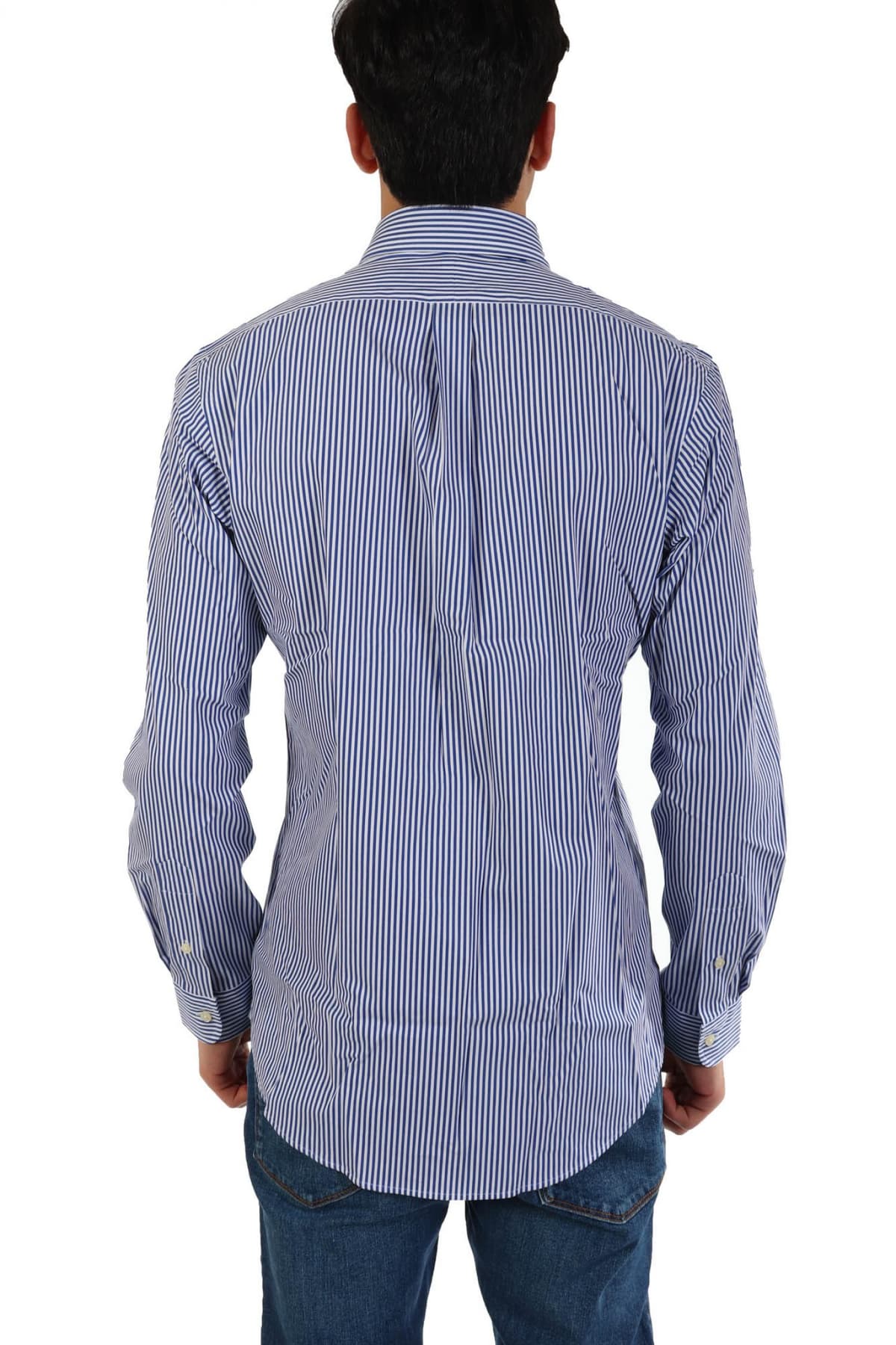 RALPH LAUREN ΠΟΥΚΑΜΙΣΟ ΡΙΓΕ BUTTON DOWN CUSTOM FIT ΜΠΛΕ-ΛΕΥΚΟ