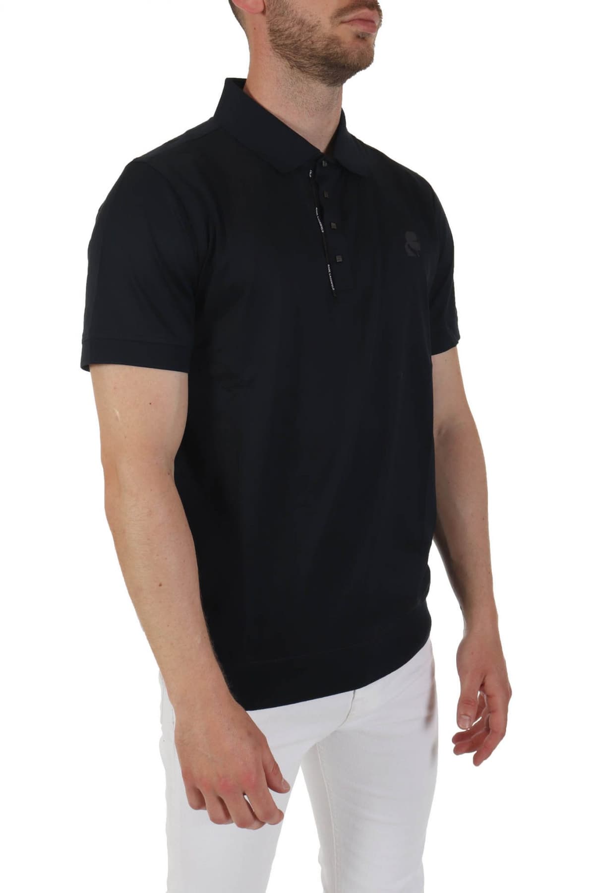 KARL LAGERFELD POLO PRESSBUTTON LOGO ΜΠΛΕ