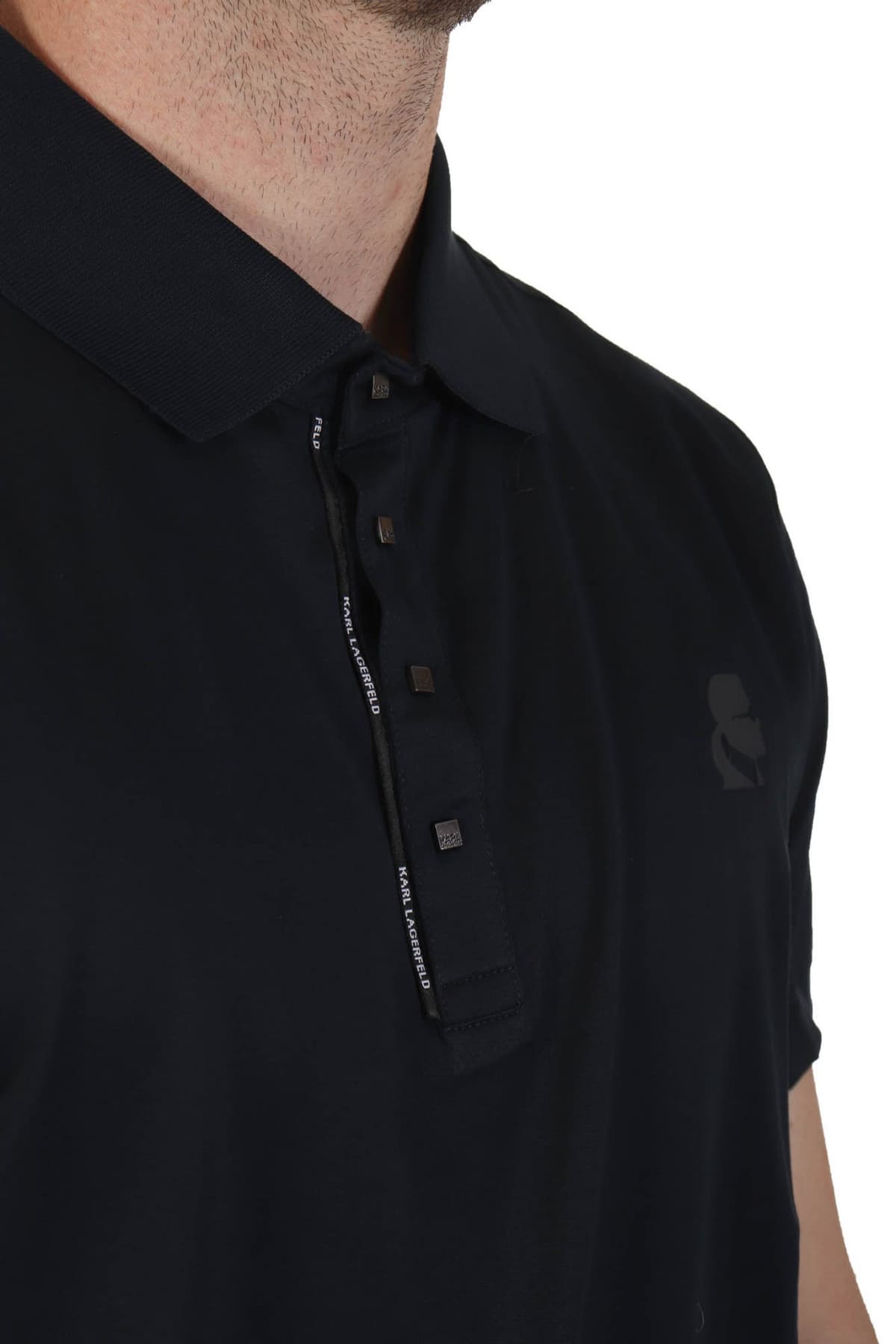 KARL LAGERFELD POLO PRESSBUTTON LOGO ΜΠΛΕ