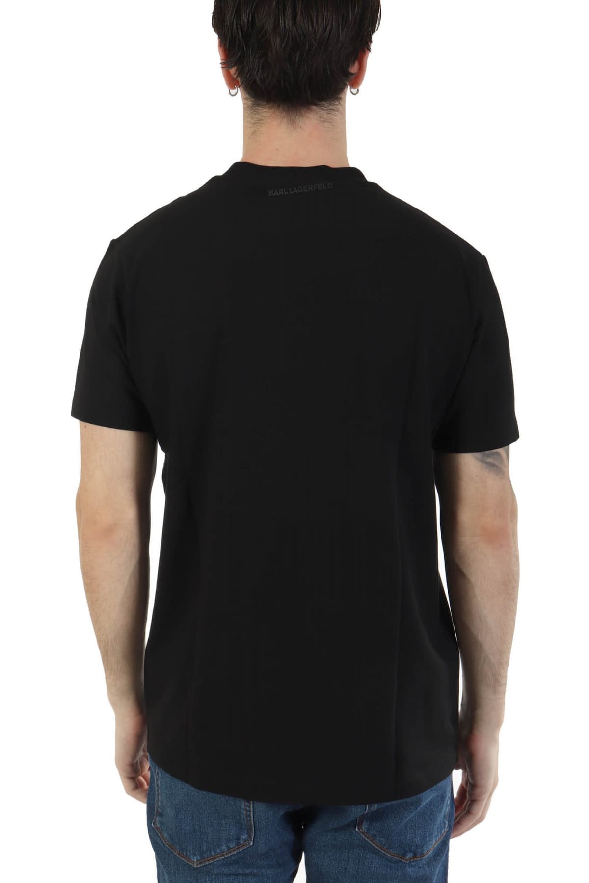 KARL LAGERFELD T-SHIRT CREW NECK LOGO ΜΑΥΡΟ