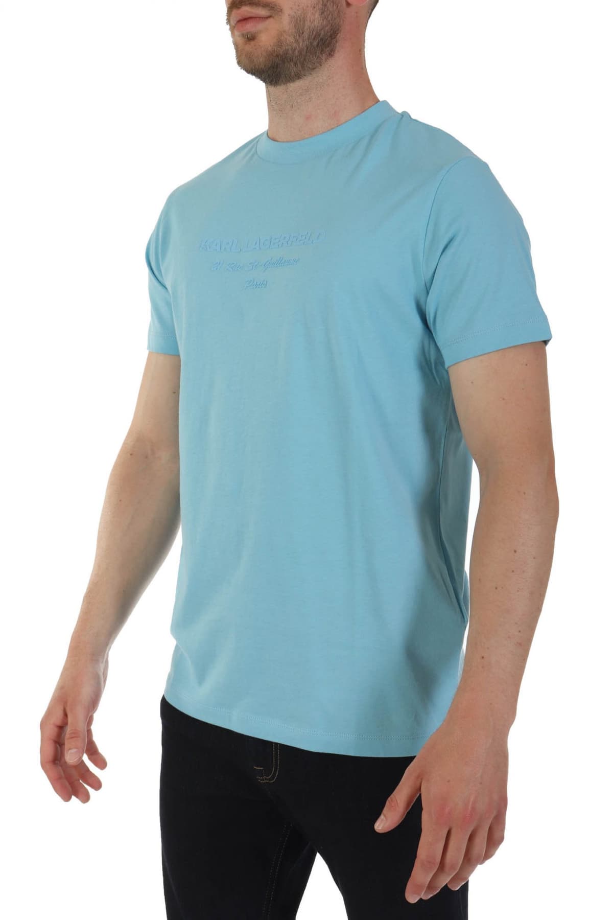 KARL LAGERFELD T-SHIRT CREW NECK LOGO ΣΙΕΛ