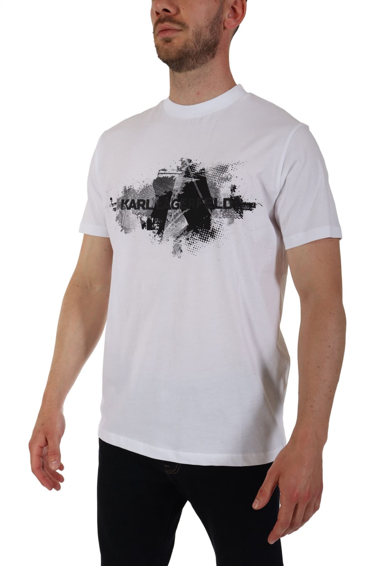 KARL LAGERFELD Τ-SHIRT CREW NECK LOGO ΛΕΥΚΟ