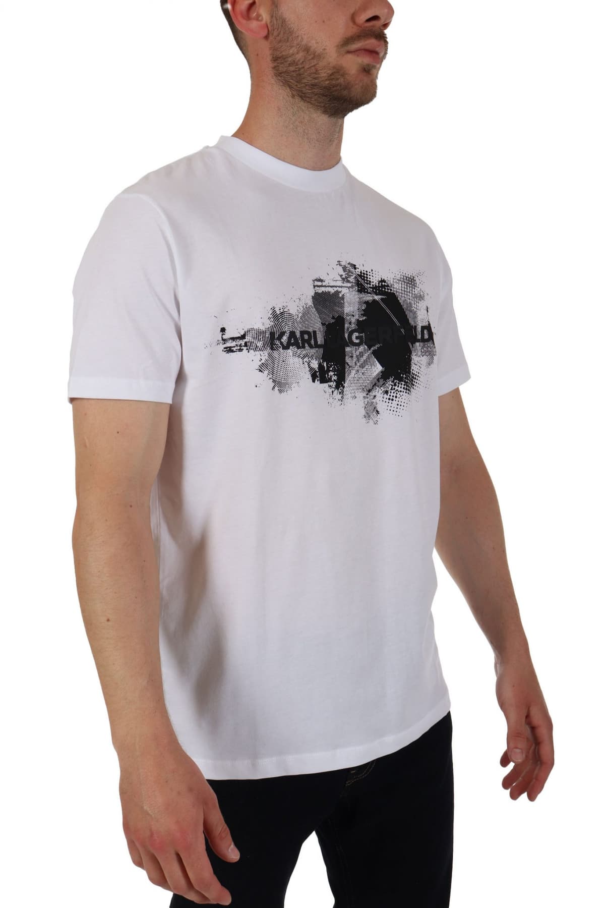 KARL LAGERFELD Τ-SHIRT CREW NECK LOGO ΛΕΥΚΟ