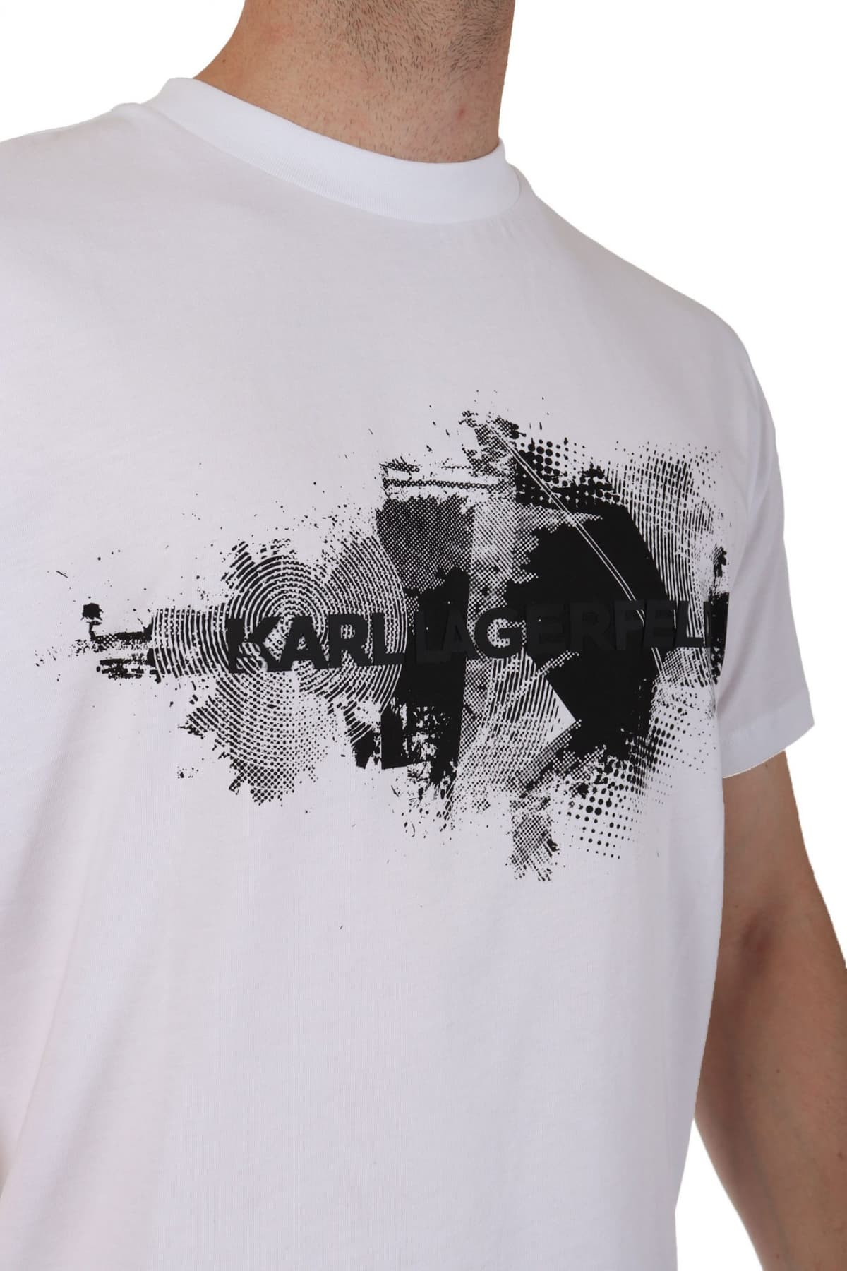 KARL LAGERFELD Τ-SHIRT CREW NECK LOGO ΛΕΥΚΟ