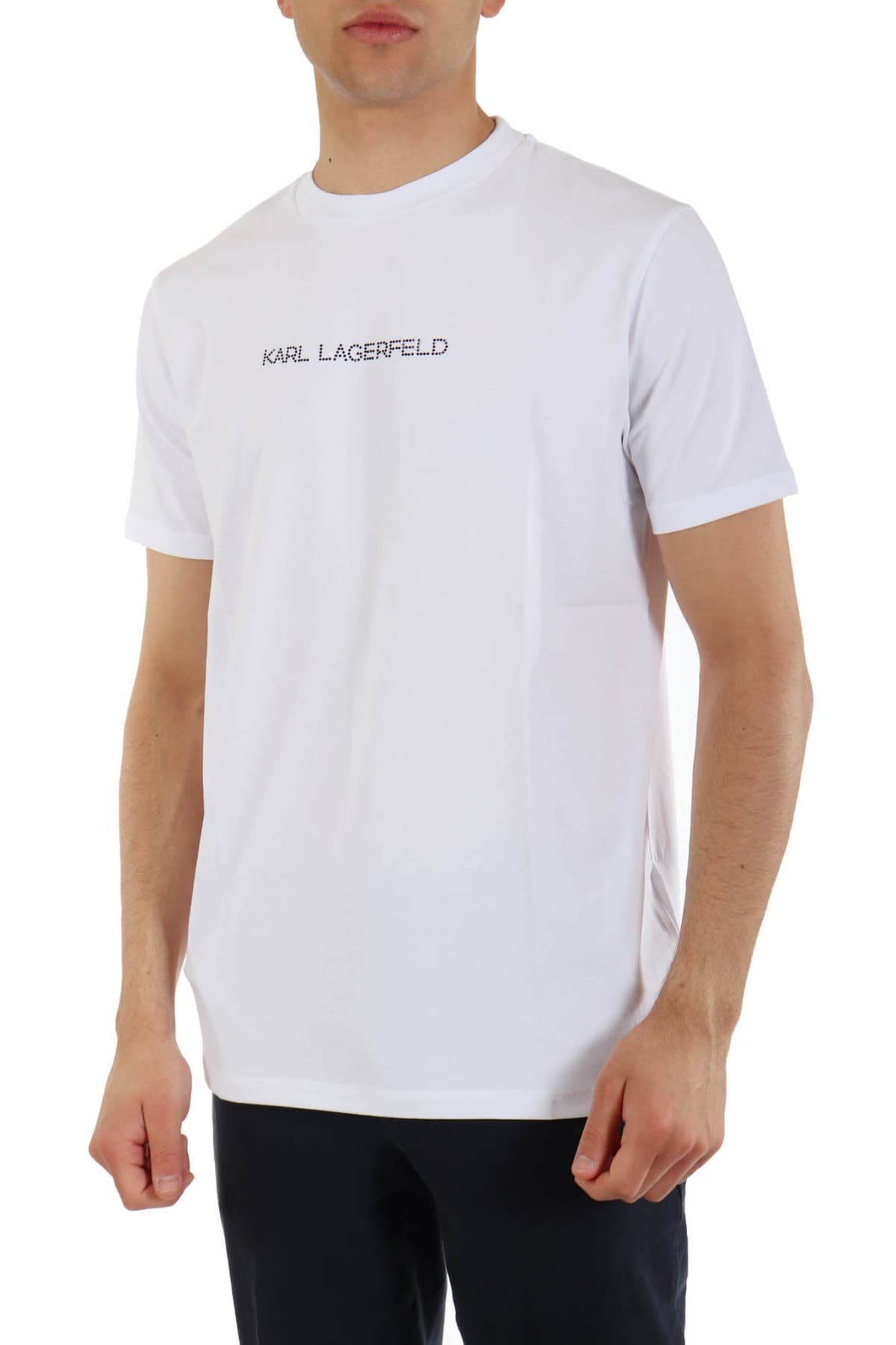 KARL LAGERFELD T-SHIRT LOGO STRASS ΛΕΥΚΟ