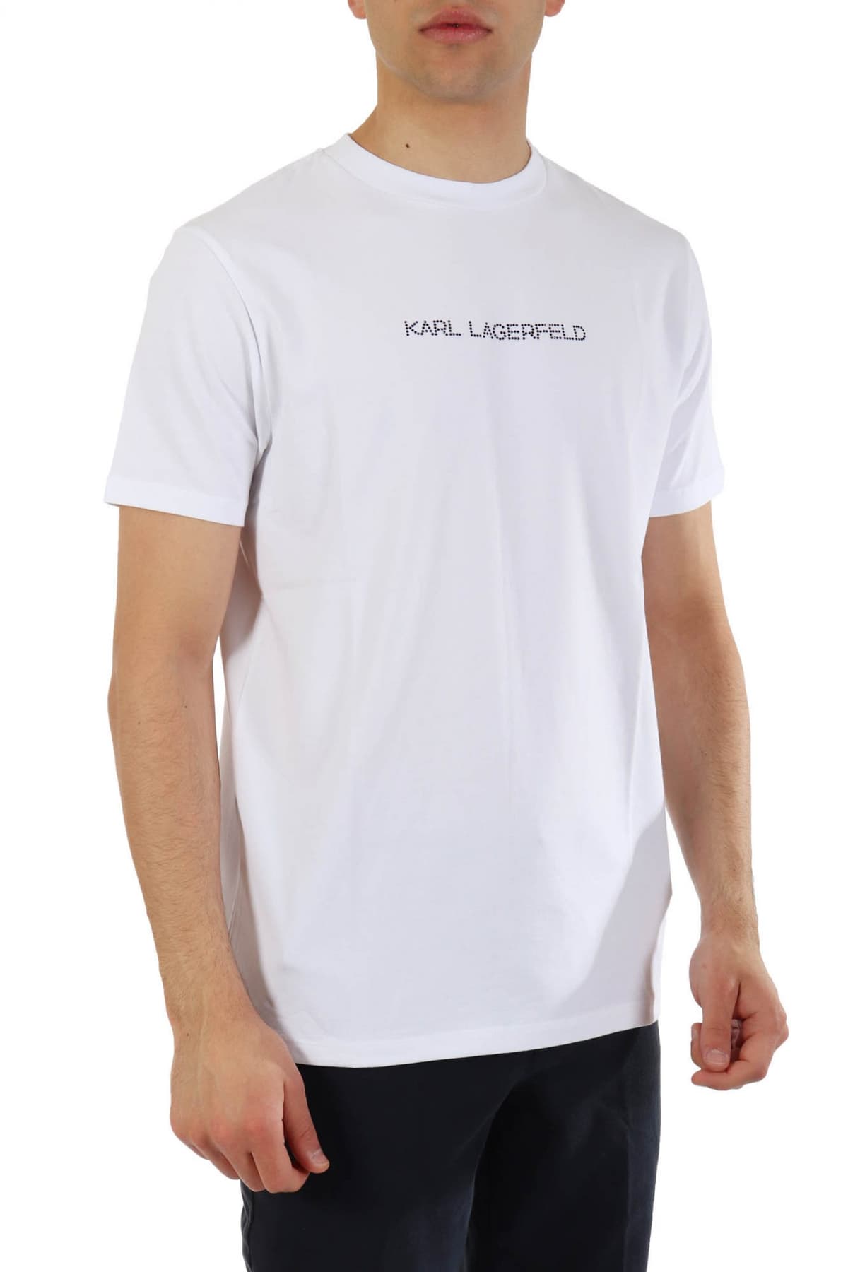 KARL LAGERFELD T-SHIRT LOGO STRASS ΛΕΥΚΟ