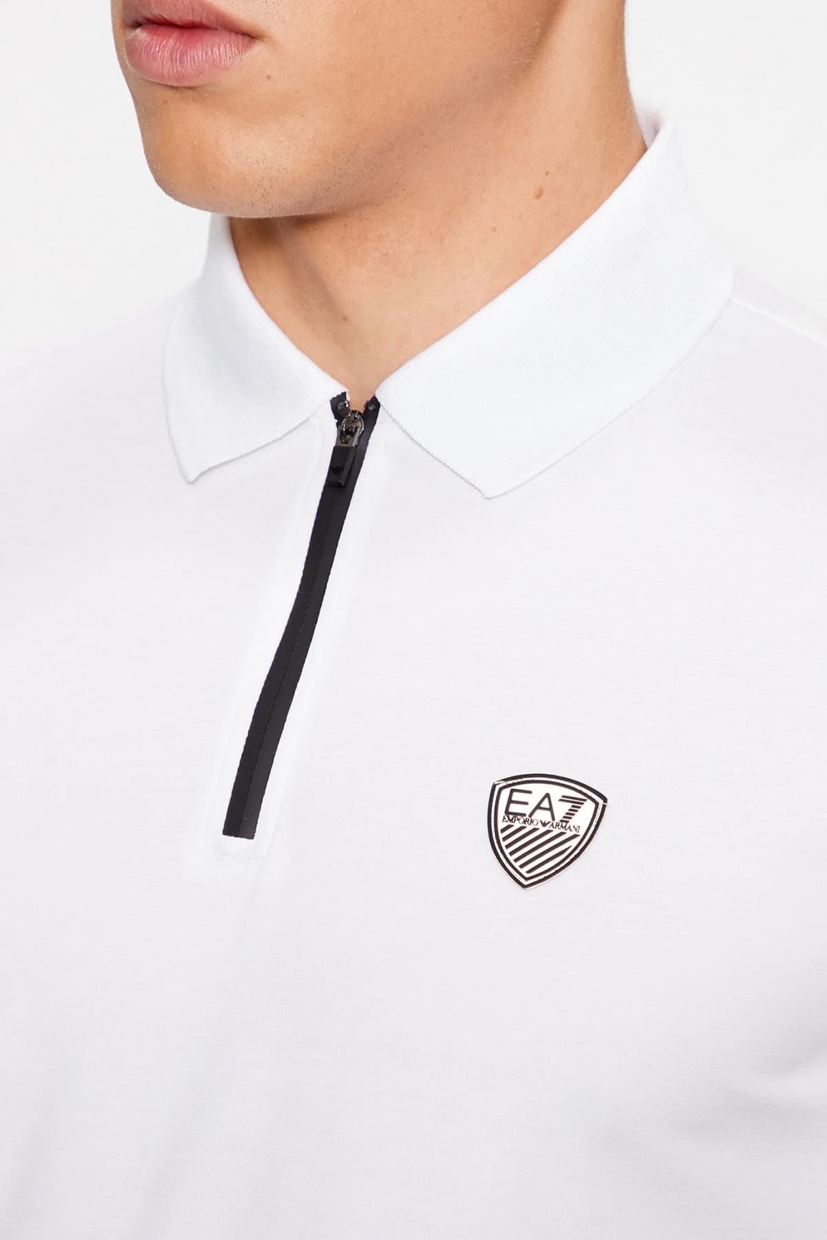 ARMANI 7 POLO HALFZIP LOGO ΛΕΥΚΟ