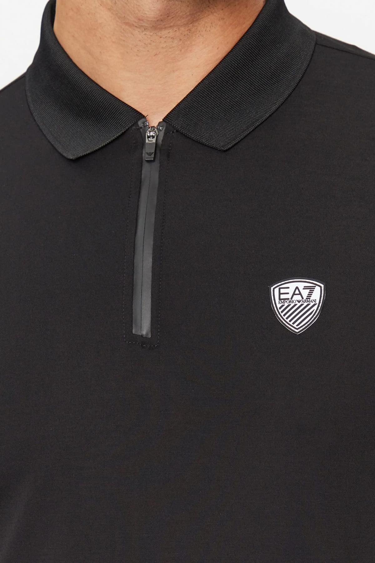 ARMANI 7 POLO HALFZIP LOGO ΜΑΥΡΟ