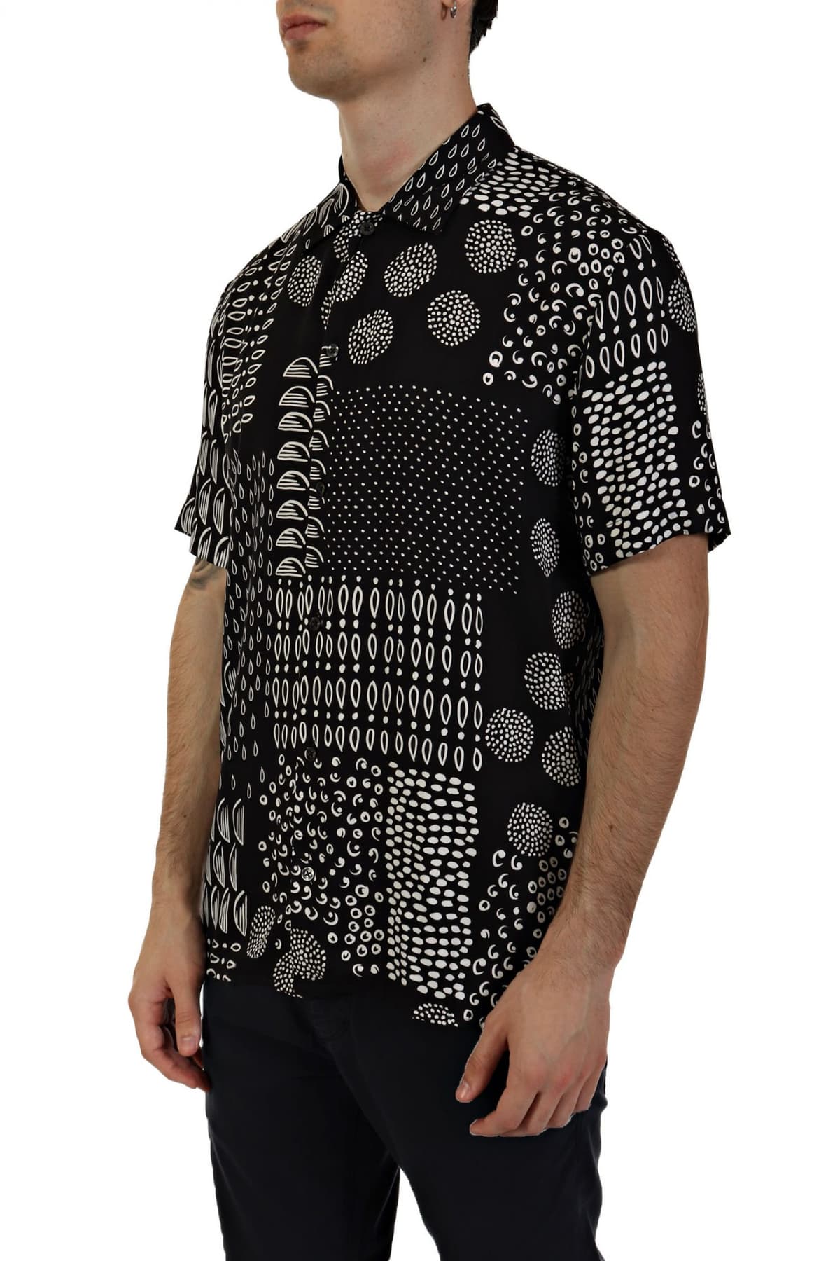 BALDESSARINI ΠΟΥΚΑΜΙΣΟ ΜΙΚΡΟΣΧΕΔΙΟ BLACK BEAUTY ΜΑΥΡΟ-ΛΕΥΚΟ