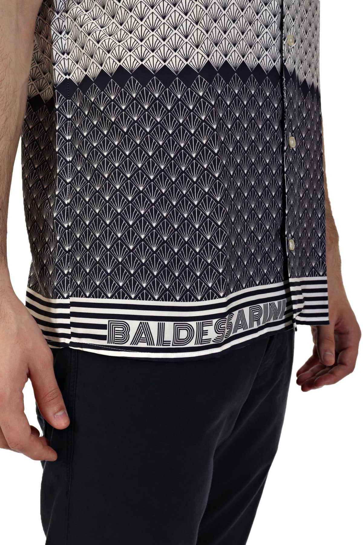 BALDESSARINI ΠΟΥΚΑΜΙΣΟ ΜΙΚΡΟΣΧΕΔΙΟ DEEP WELL MUSTER ΛΕΥΚΟ-ΜΠΛΕ