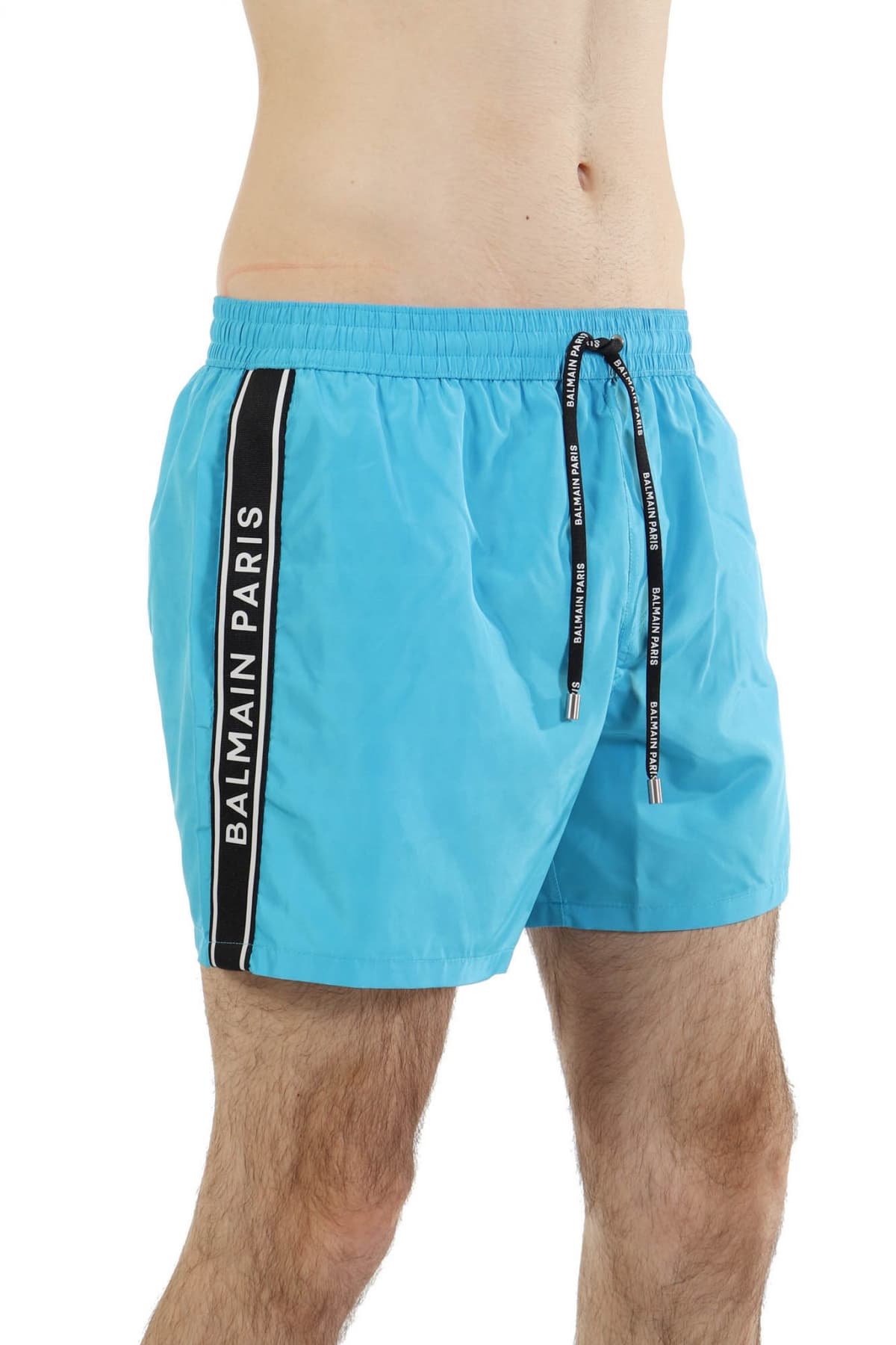 BALMAIN ΜΑΓΙΩ SHORTS LOGO ΓΑΛΑΖΙΟ-ΜΑΥΡΟ