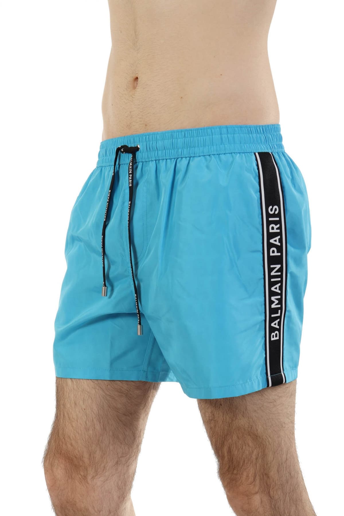 BALMAIN ΜΑΓΙΩ SHORTS LOGO ΓΑΛΑΖΙΟ-ΜΑΥΡΟ