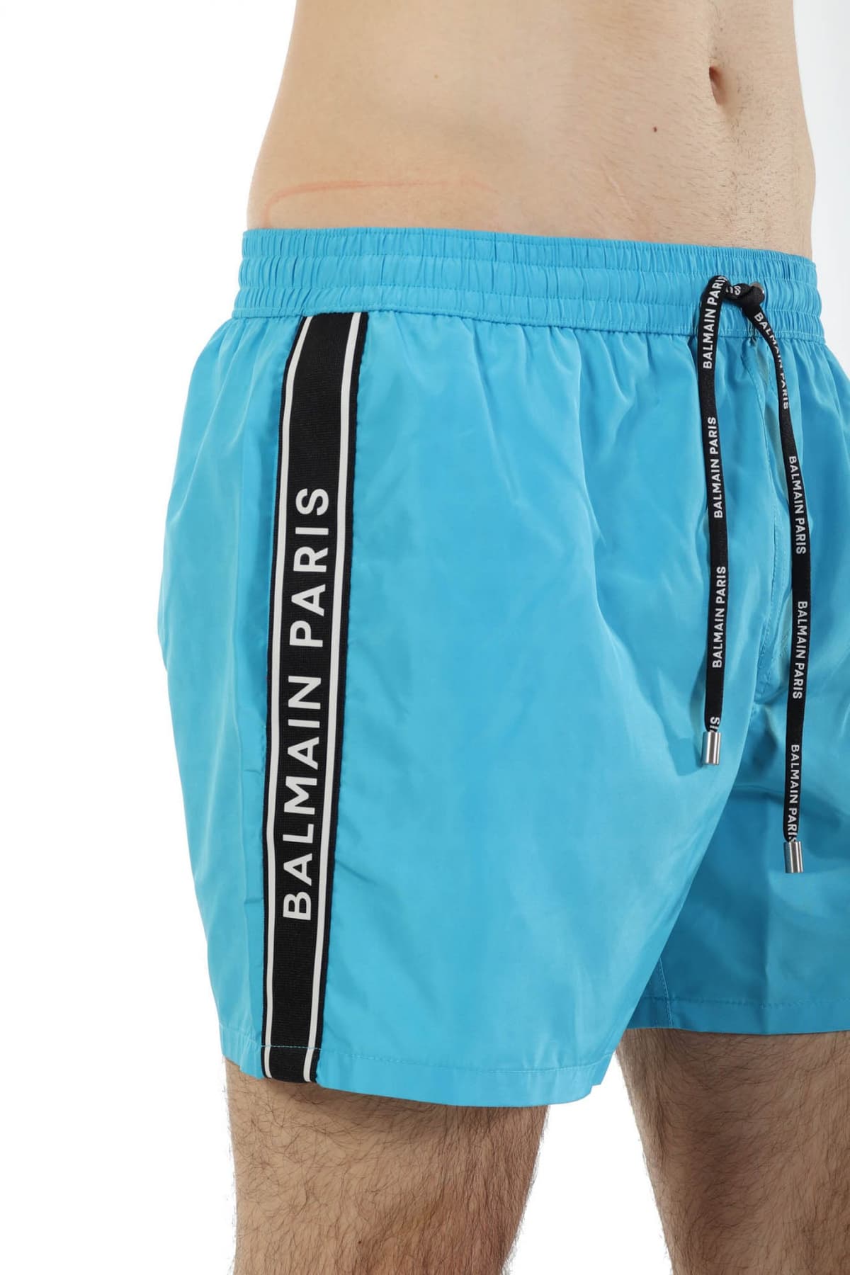 BALMAIN ΜΑΓΙΩ SHORTS LOGO ΓΑΛΑΖΙΟ-ΜΑΥΡΟ