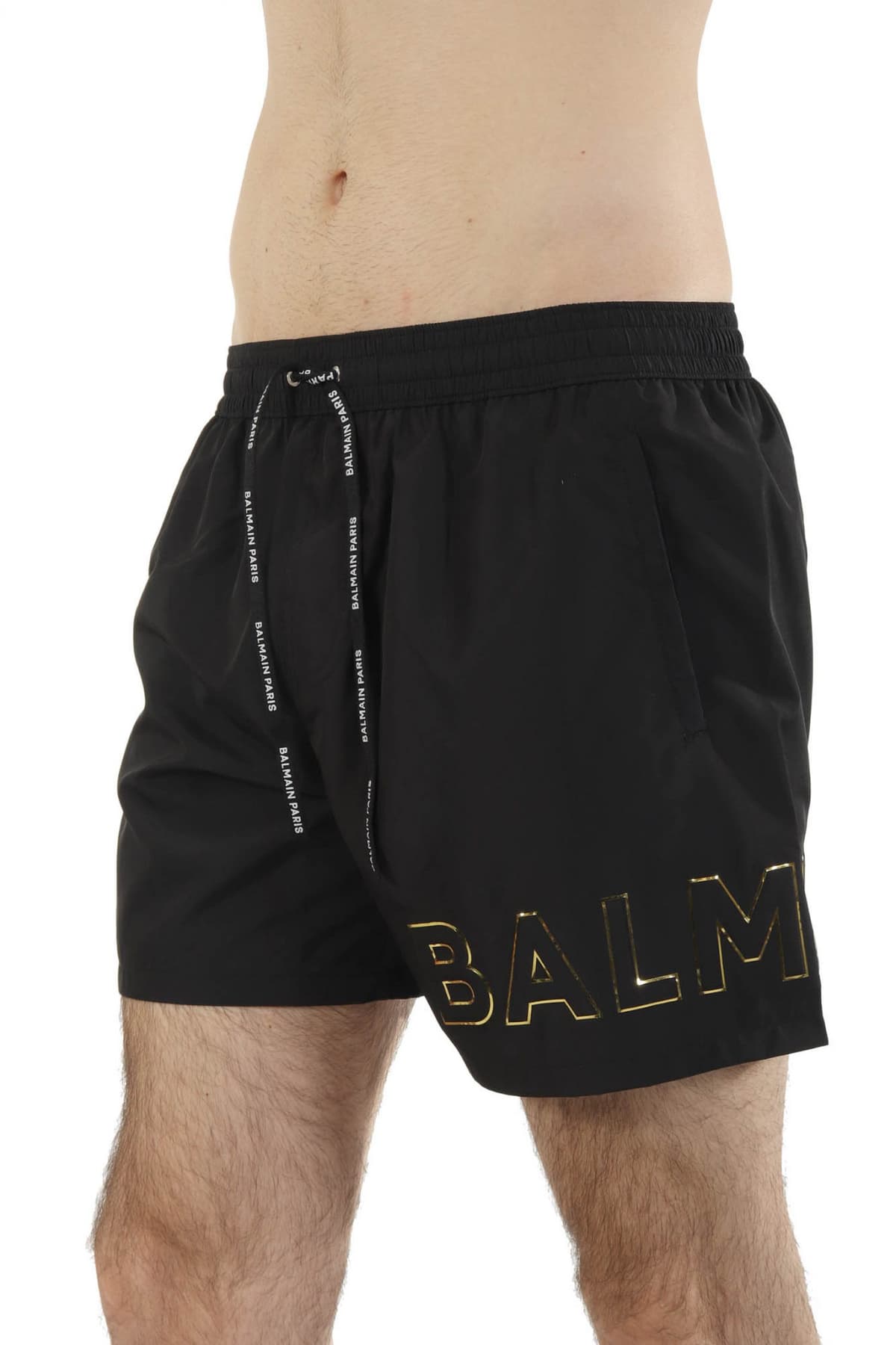BALMAIN ΜΑΓΙΩ SHORTS LOGO ΜΑΥΡΟ-ΧΡΥΣΟ