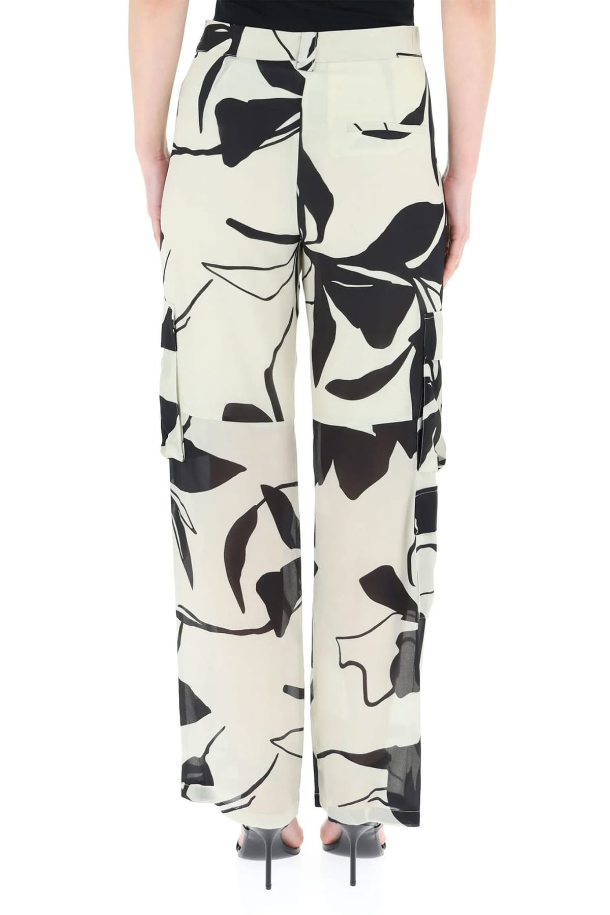 LIU-JO ΠΑΝΤΕΛΟΝΙ CARGO FLORAL ΜΠΕΖ-ΜΑΥΡΟ