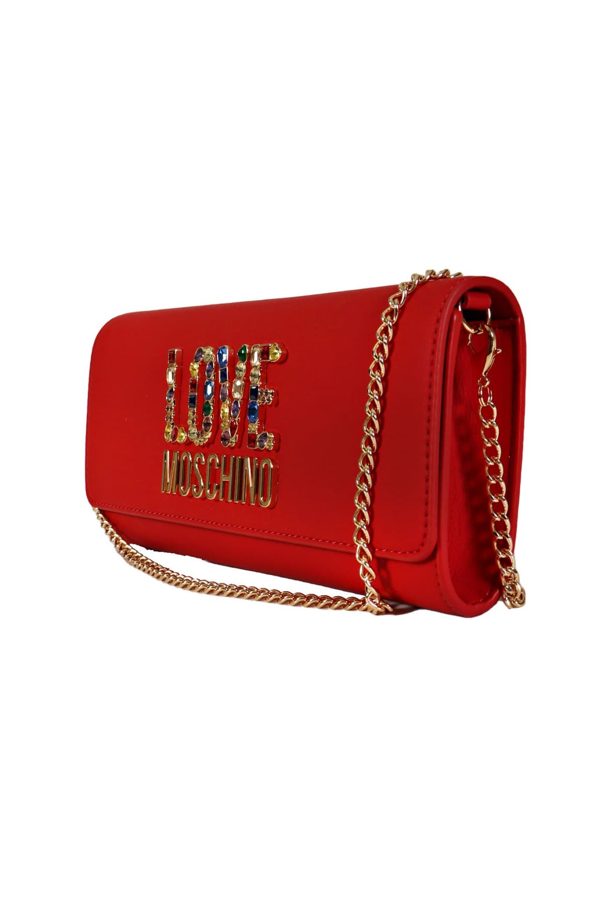 LOVE MOSCHINO ΤΣΑΝΤΑΚΙ ΧΕΙΡΟΣ/CROSSBODY ΑΛΥΣΙΔΑ ΜΕΤΑΛΛΙΚΟ LOGO ΣΤΡΑΣ ΚΟΚΚΙΝΟ